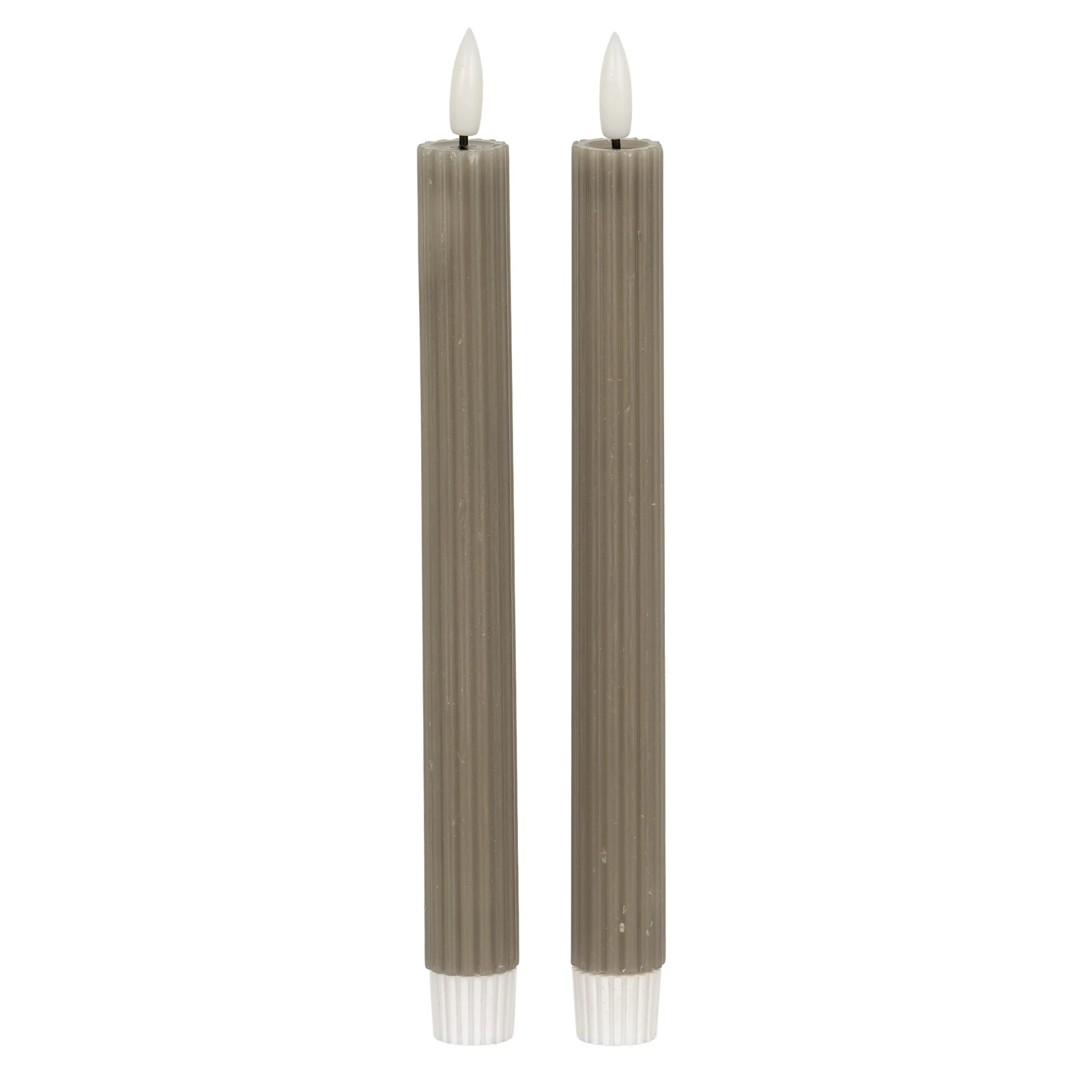 Luxe Collection Natural Glow Grey Ribbed Taper Candles - Candles, photo 2 of 5