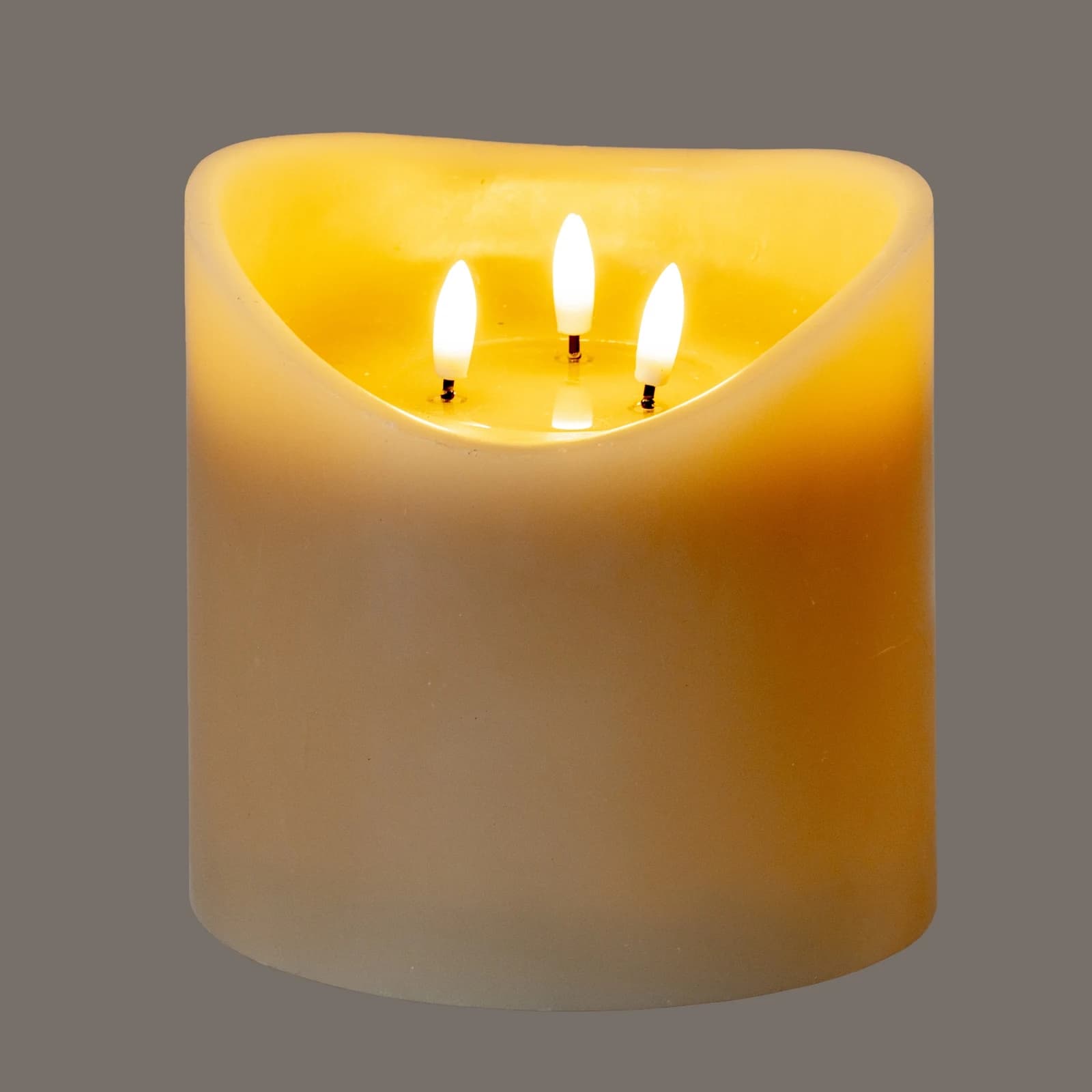 Luxe Collection Natural Glow 6x6 Taupe Melted LED Candle - Candles, photo 3 of 3