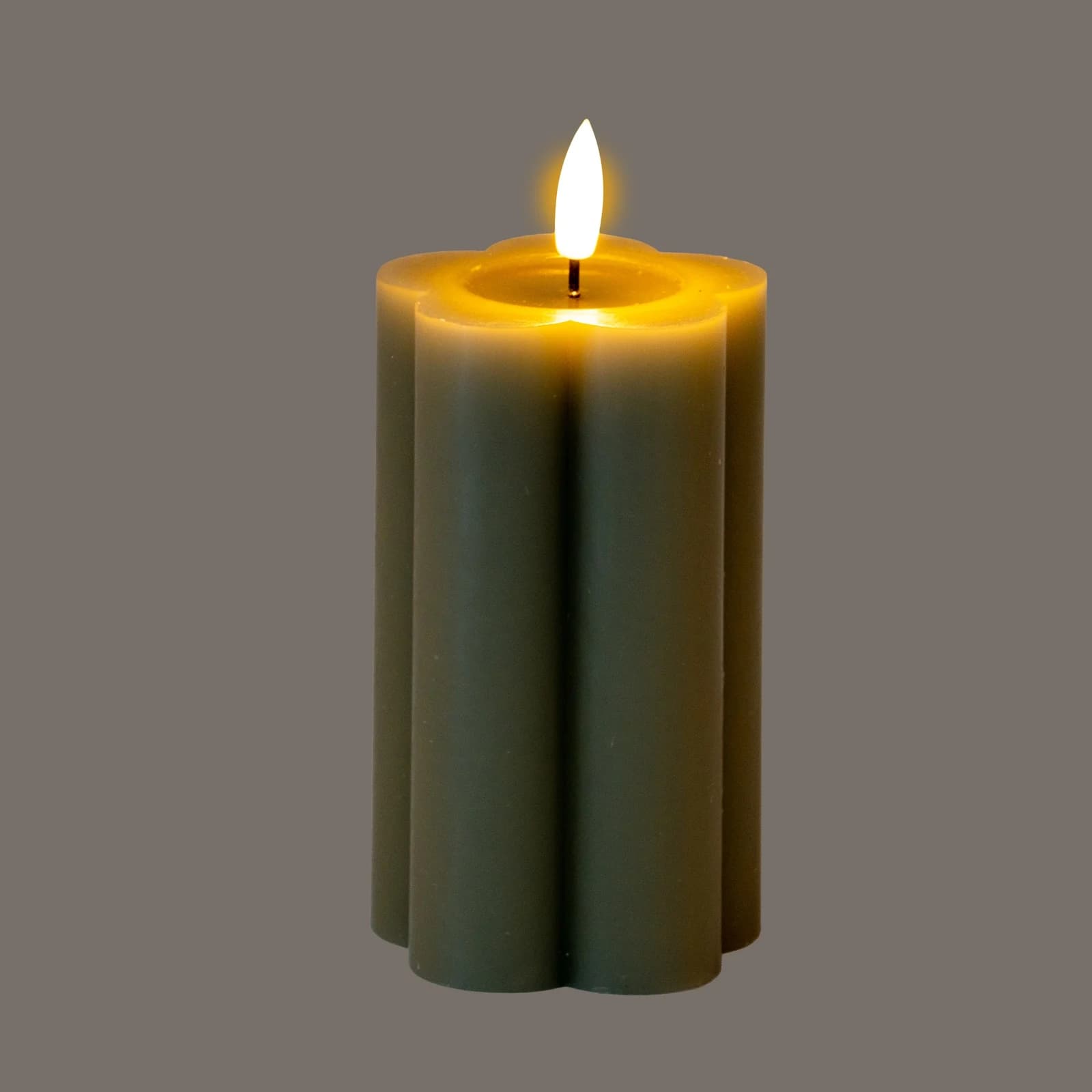 Luxe Collection Natural Glow 2.75x5 Grey Pillar LED Candle - Candles, photo 3 of 6
