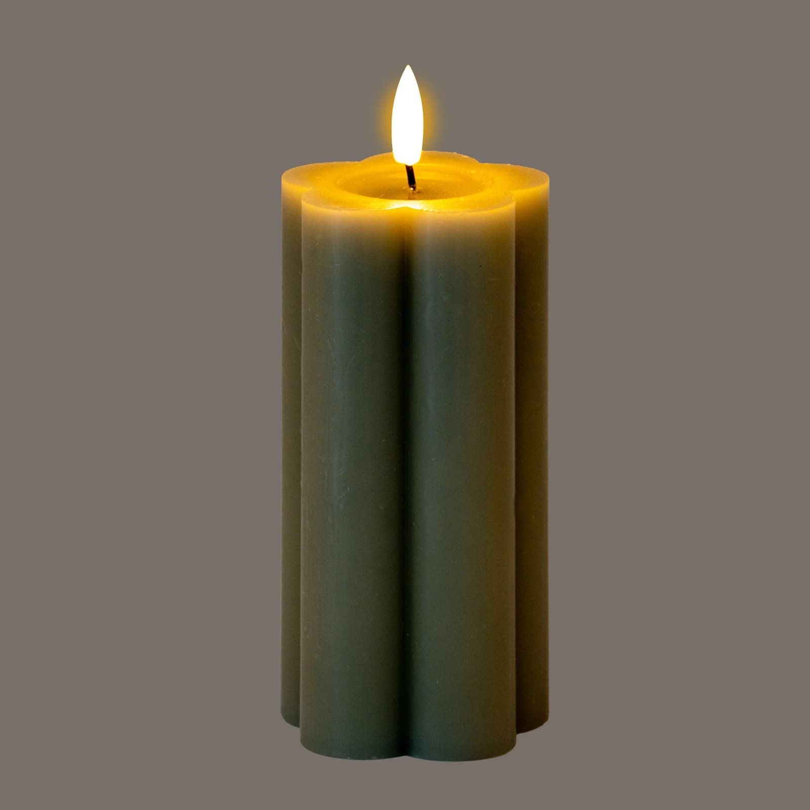 Luxe Collection Natural Glow 2.75x6 Grey Pillar LED Candle - Candles, photo 3 of 6