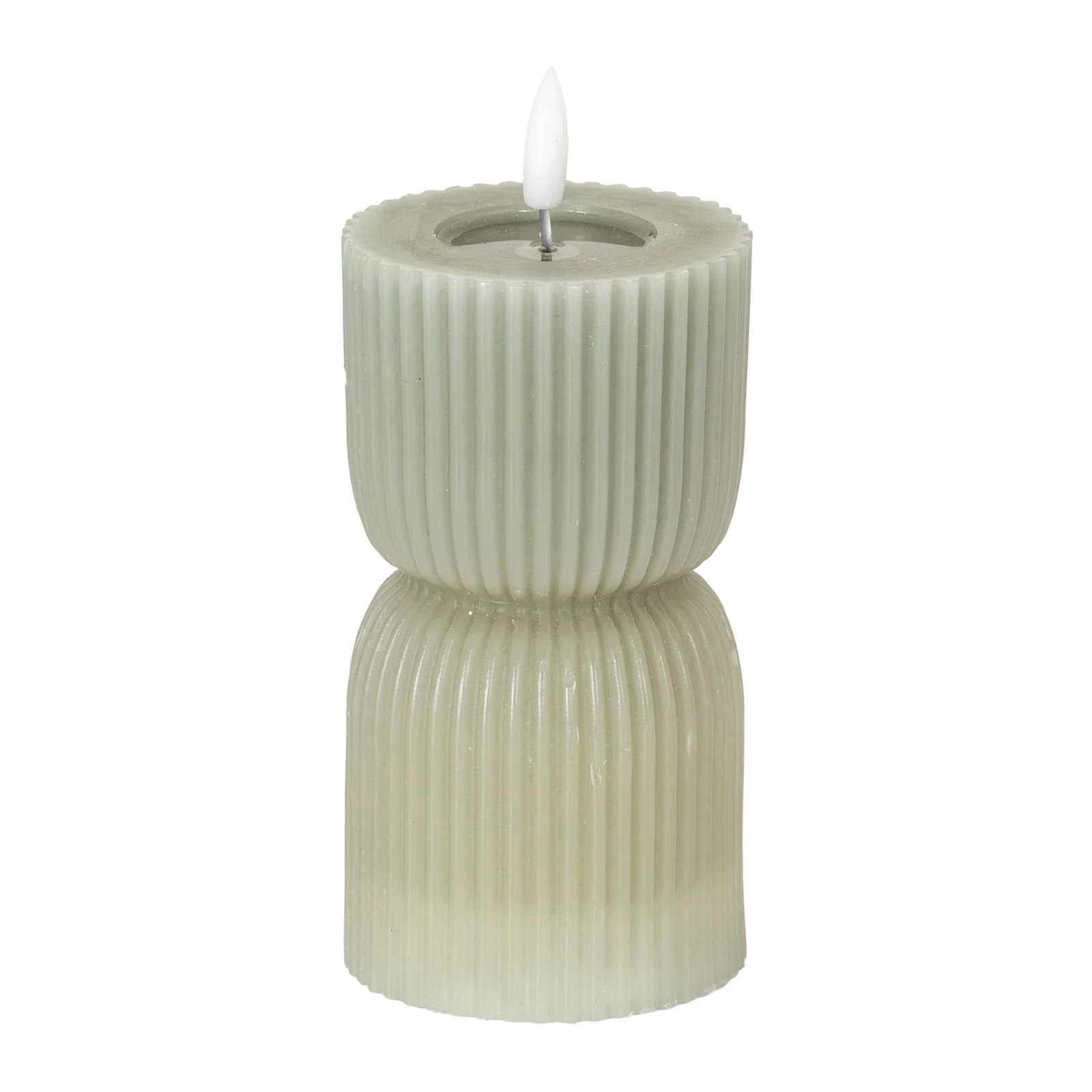 Luxe Collection Natural Glow 2.75x6 Grey Carved LED Candle - Candles, photo 2 of 6