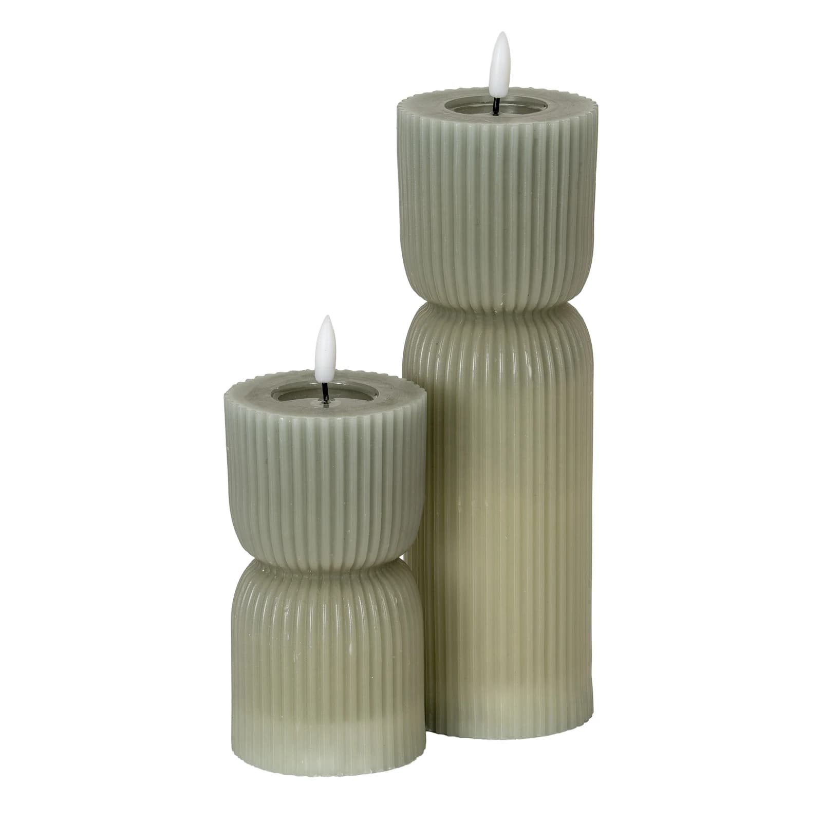 Luxe Collection Natural Glow 2.75x6 Grey Carved LED Candle - Candles, photo 4 of 6