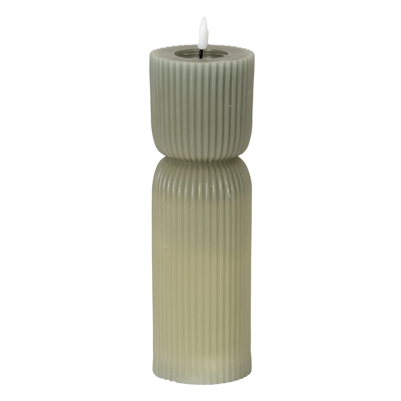 Luxe Collection Natural Glow 2.75x10 Grey Carved LED Candle - Candles, photo 2 of 6