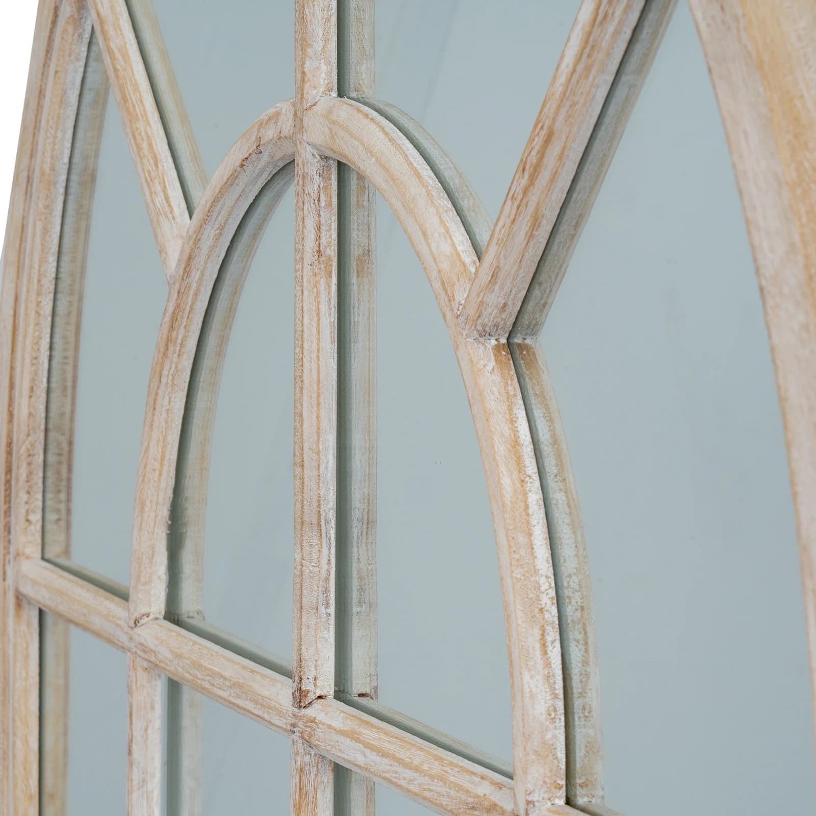 Washed Wood Arched Window Mirror - Mirrors, photo 2 of 5