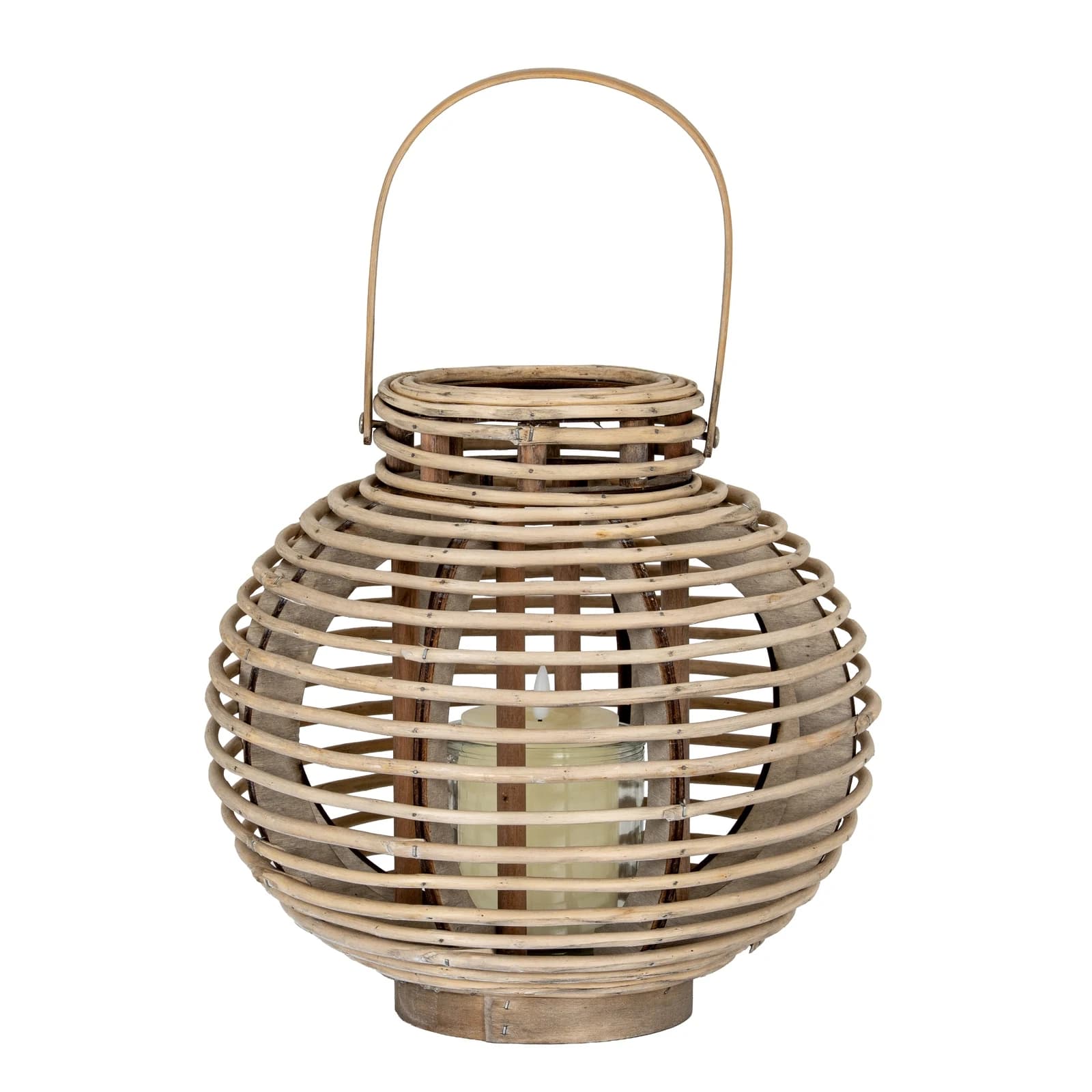 Large Round Willow Lantern With Glass Holder - Lanterns, photo 3 of 6