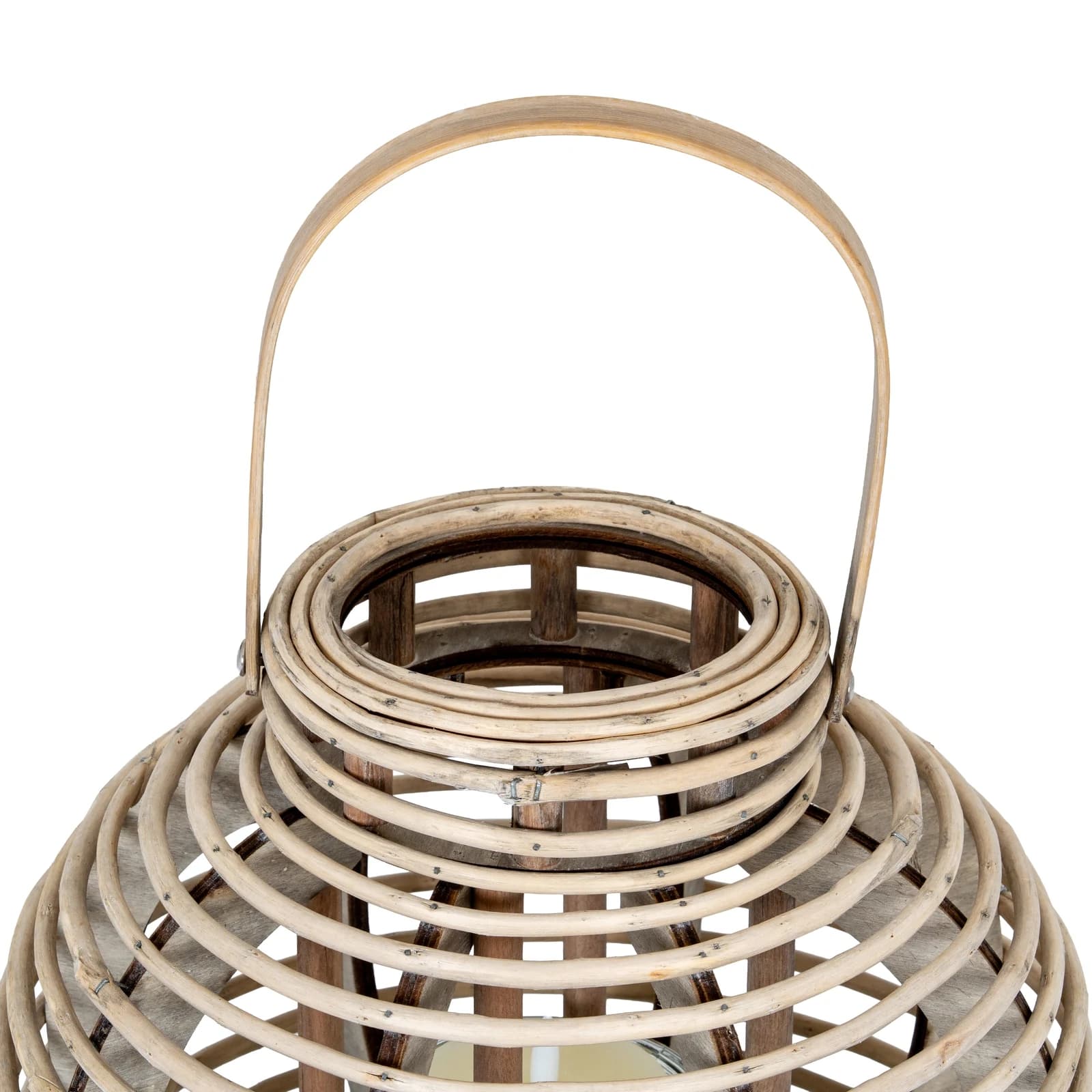 Large Round Willow Lantern With Glass Holder - Lanterns, photo 4 of 6
