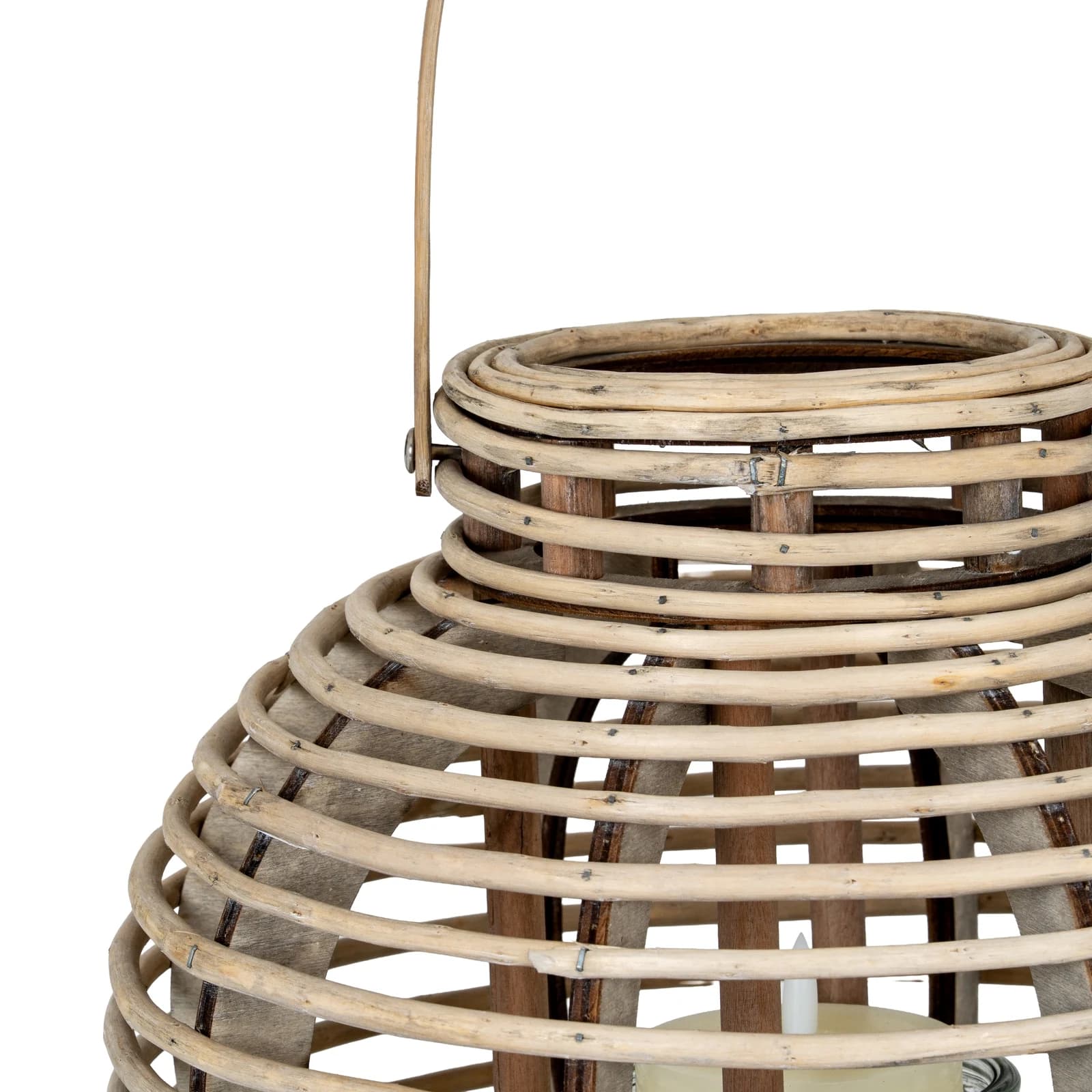 Large Round Willow Lantern With Glass Holder - Lanterns, photo 5 of 6