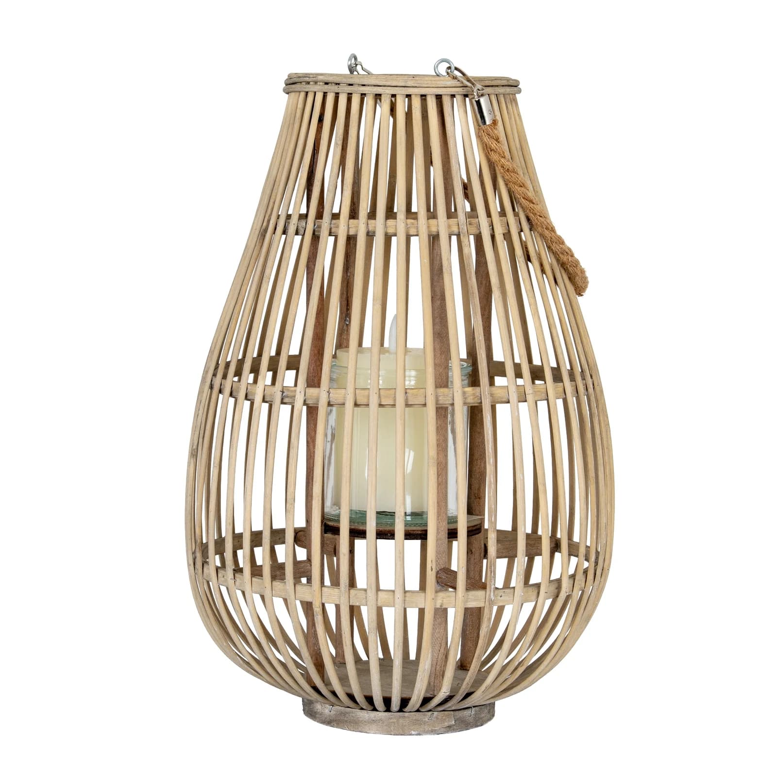 Large Ellipse Wicker Lantern With Glass Holder - Lanterns, photo 3 of 6