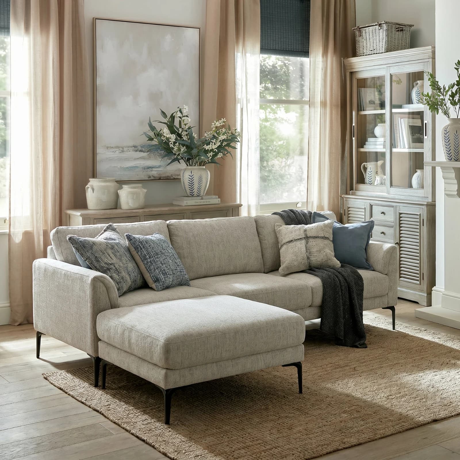 Zephra Three Seater Sofa With Footstool - Sofas & settees, photo 2 of 6