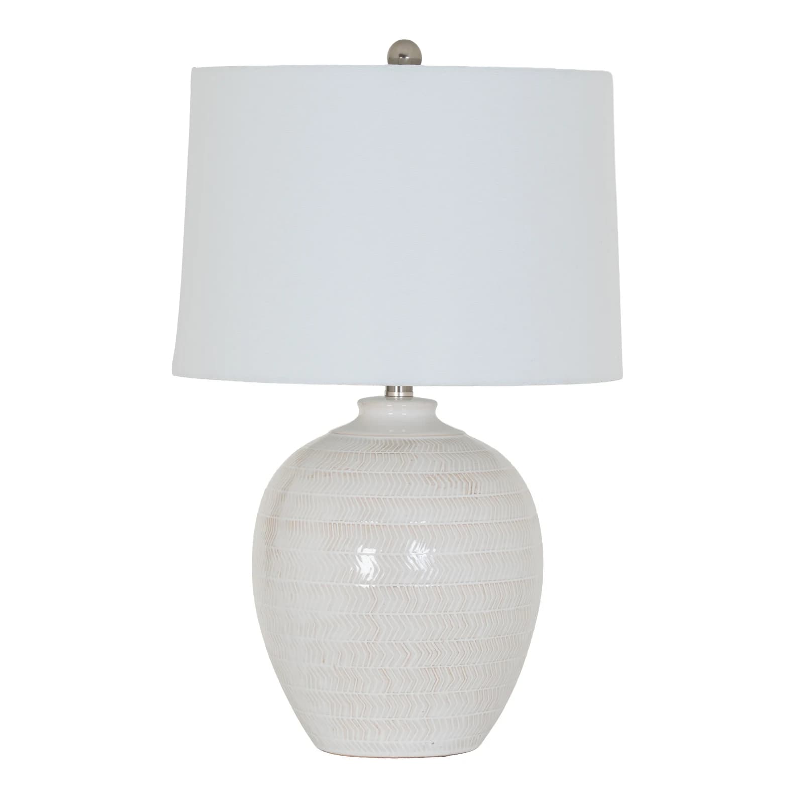 Chevronne Ceramic Table Lamp With Linen Shade - Table lamps, photo 2 of 4