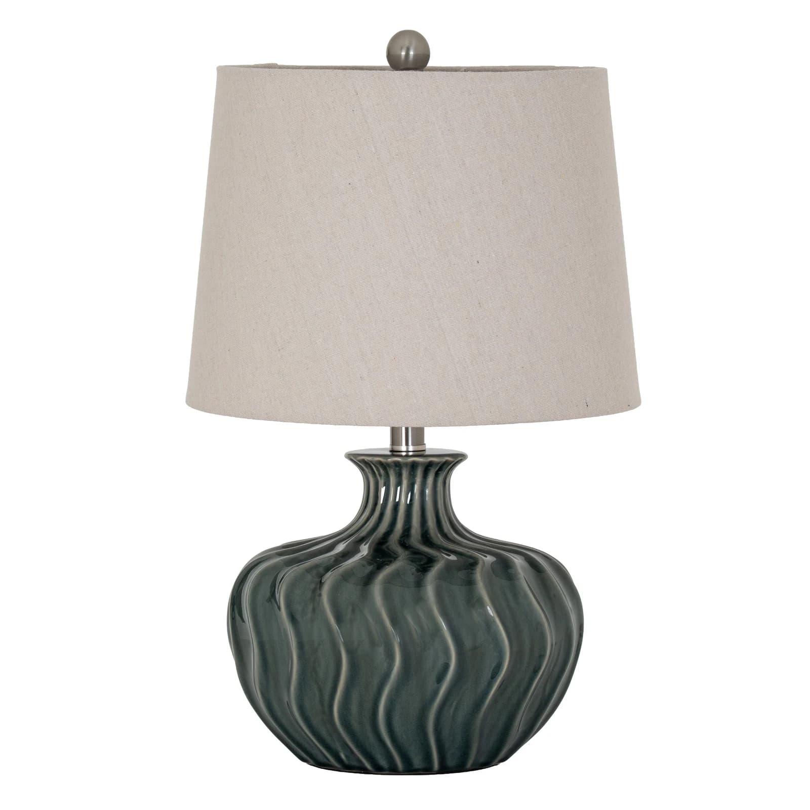 Veyla Ceramic Table Lamp With Linen Shade - Table lamps, photo 3 of 4