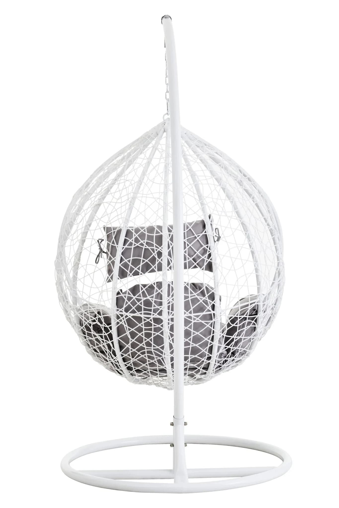 Goa White Rattan Effect Hanging Chair with Grey Cushions - Seating, photo 2 of 8