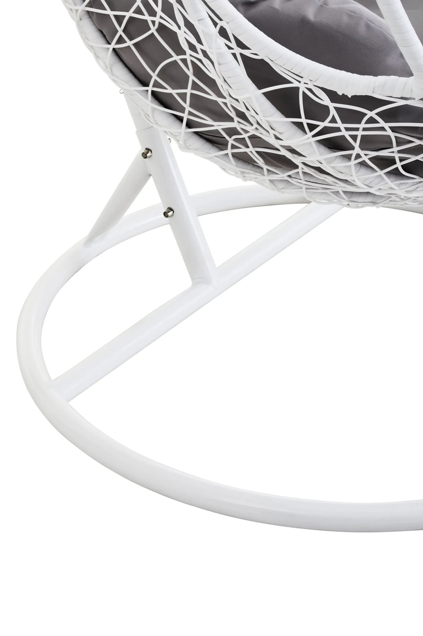 Goa White Rattan Effect Hanging Chair with Grey Cushions - Seating, photo 5 of 8