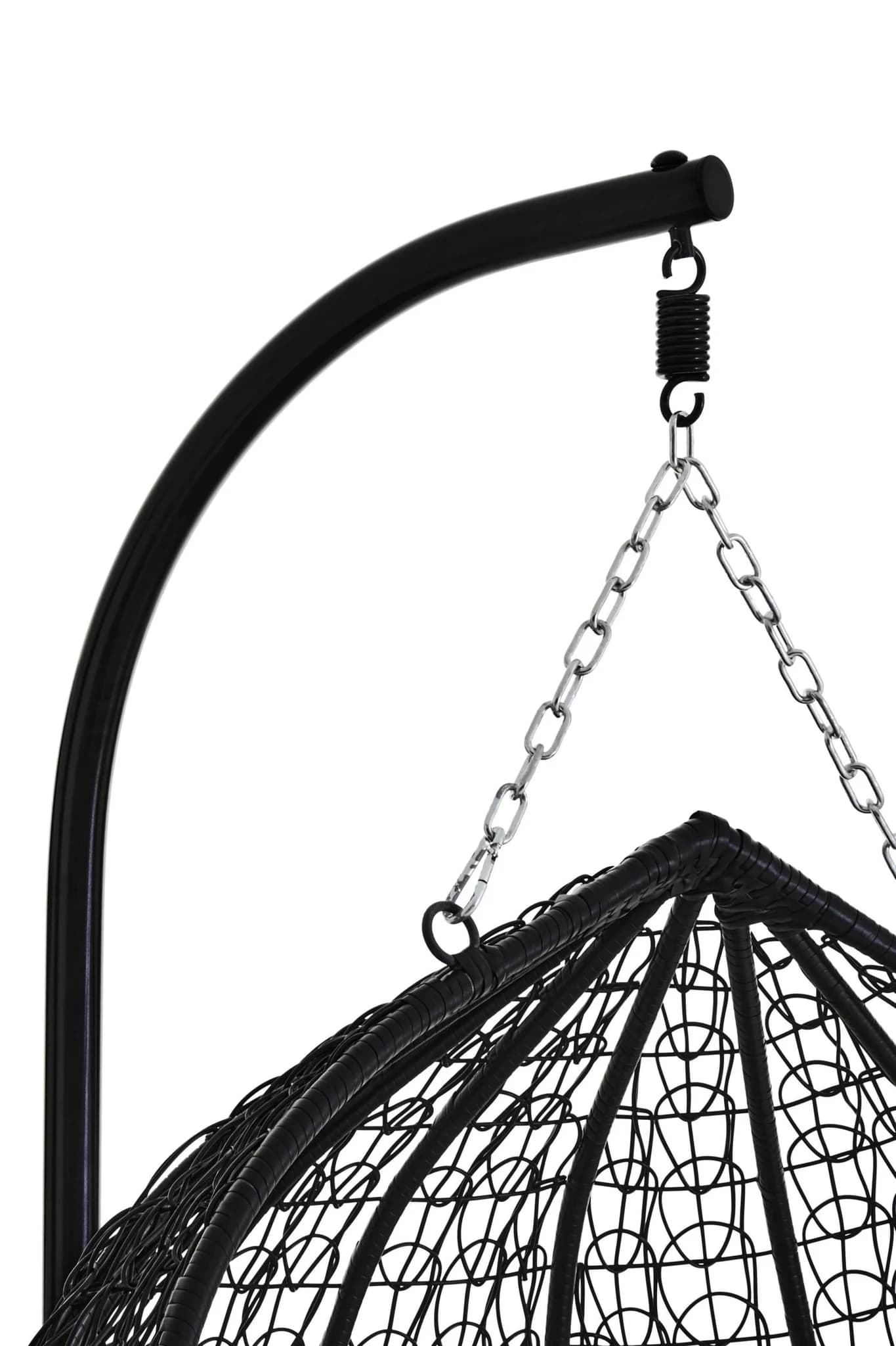 Goa Black Rattan Effect Double Hanging Chair With Grey Cushions - Seating, photo 8 of 8