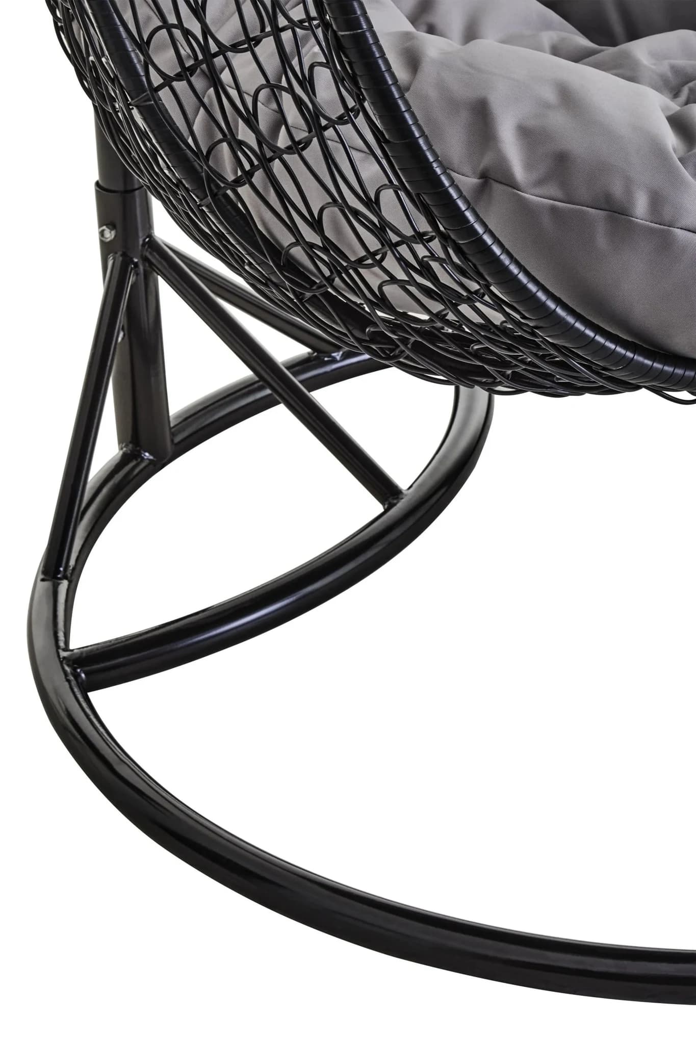 Goa Black Rattan Effect Double Hanging Chair With Grey Cushions - Seating, photo 5 of 8