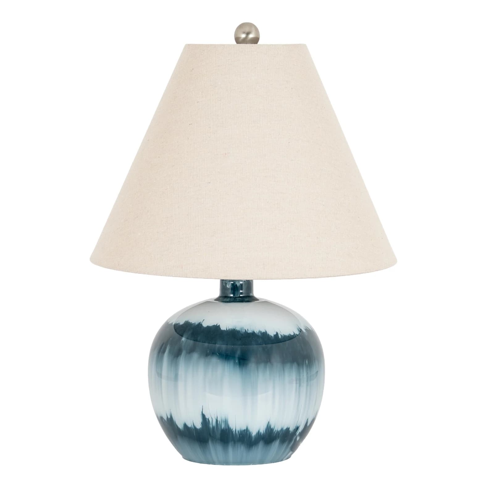 Ocean Shadows Squat Table Lamp With Linen Shade - Table lamps, photo 2 of 6