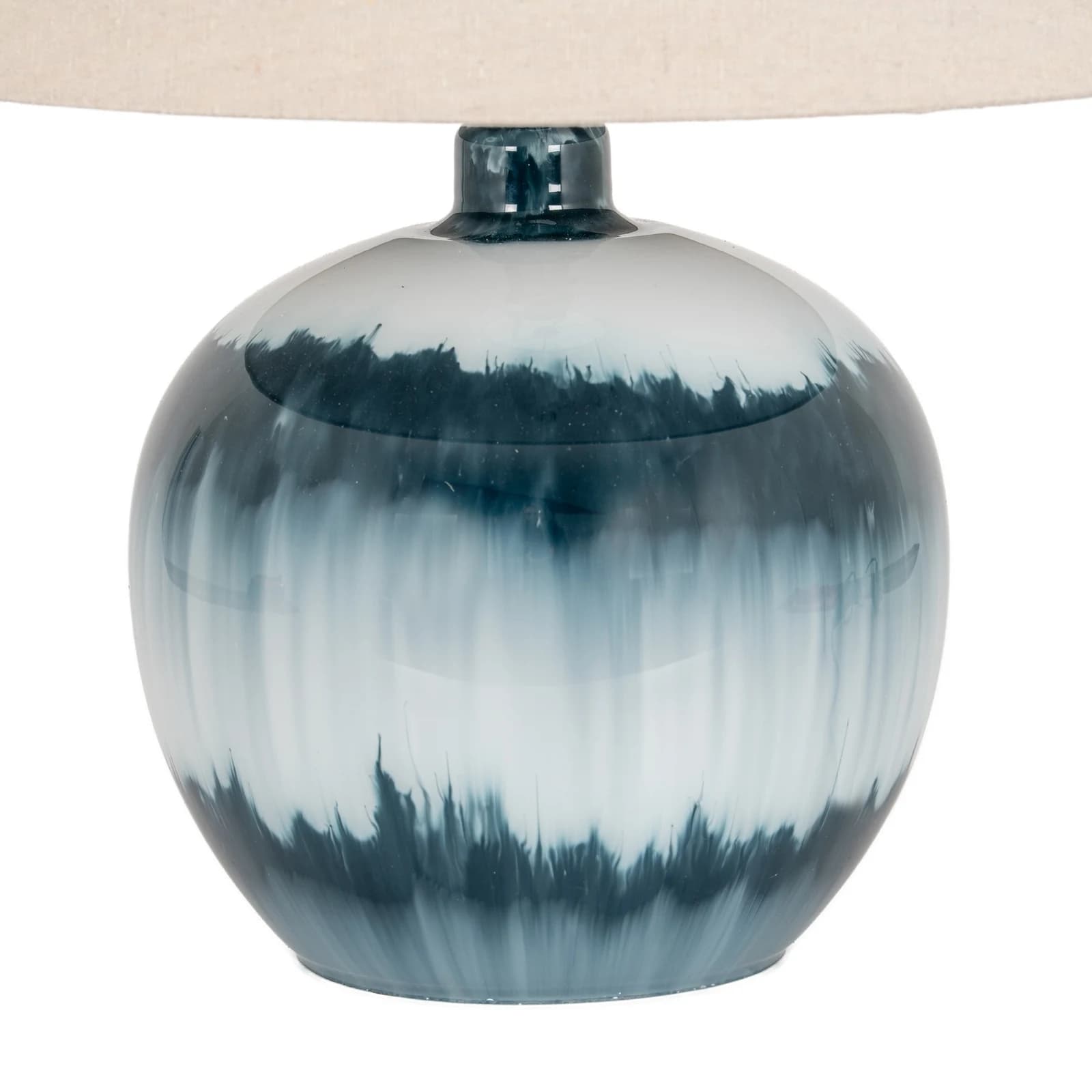 Ocean Shadows Squat Table Lamp With Linen Shade - Table lamps, photo 5 of 6
