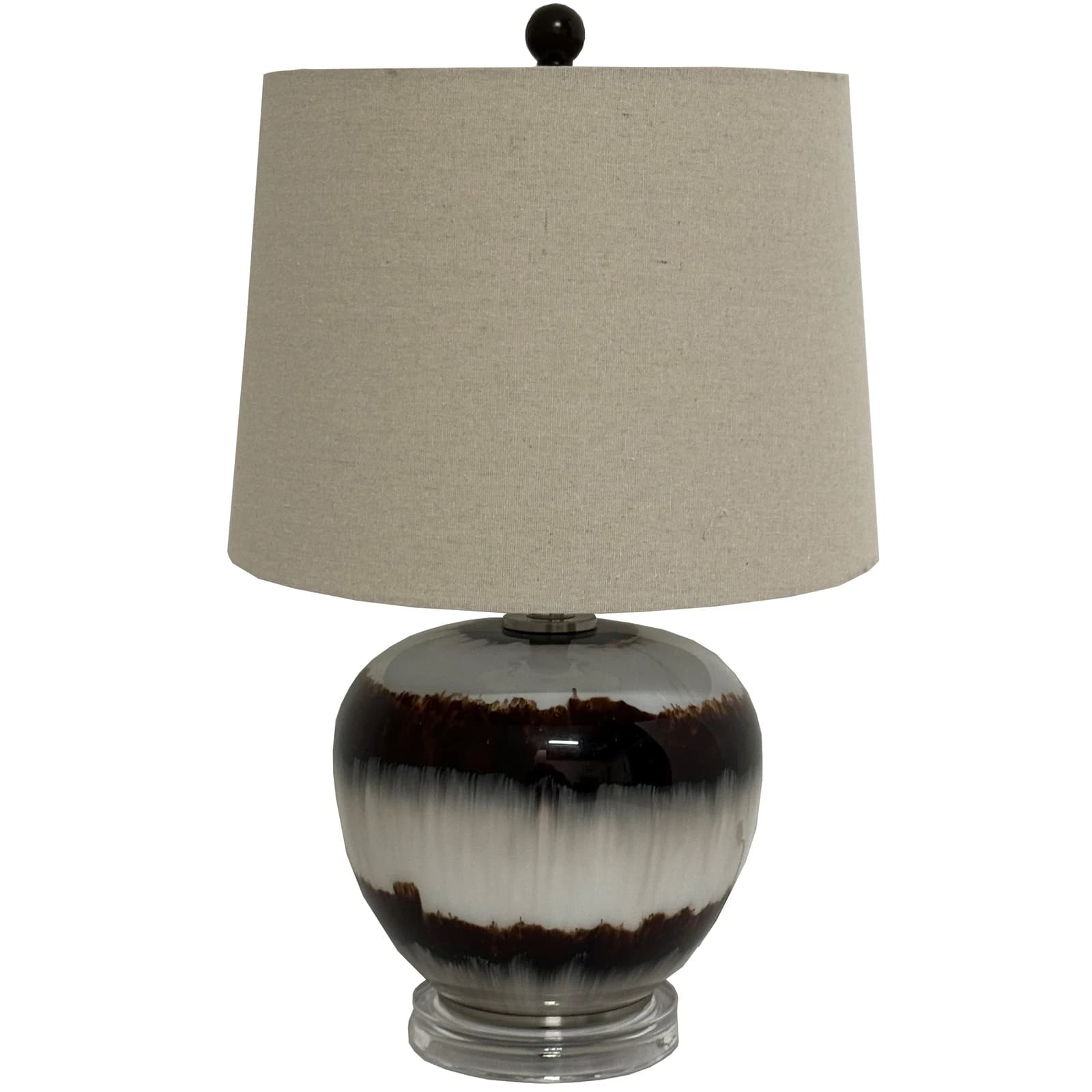 Sepia Shadows Squat Table Lamp With Linen Shade - Table lamps, photo 2 of 6