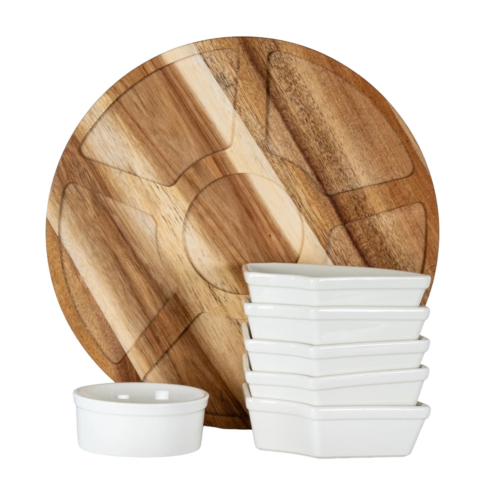 Acacia Lazy Susan including Ceramic Serving Bowls - Tables, photo 6 of 6