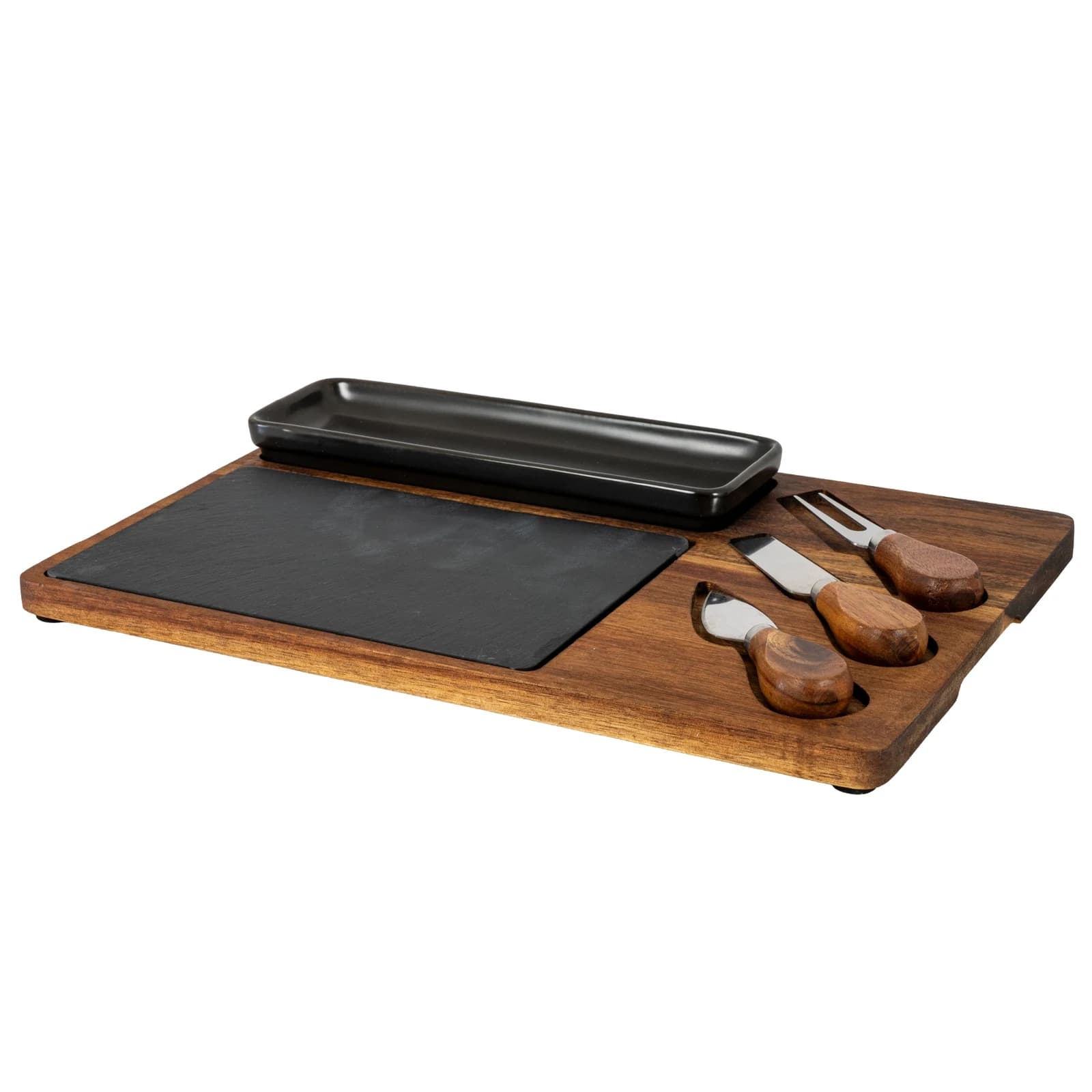 Acacia Cheese Board Set With Black Bowl, Slate and Cutlery - Trays & baskets, photo 3 of 5