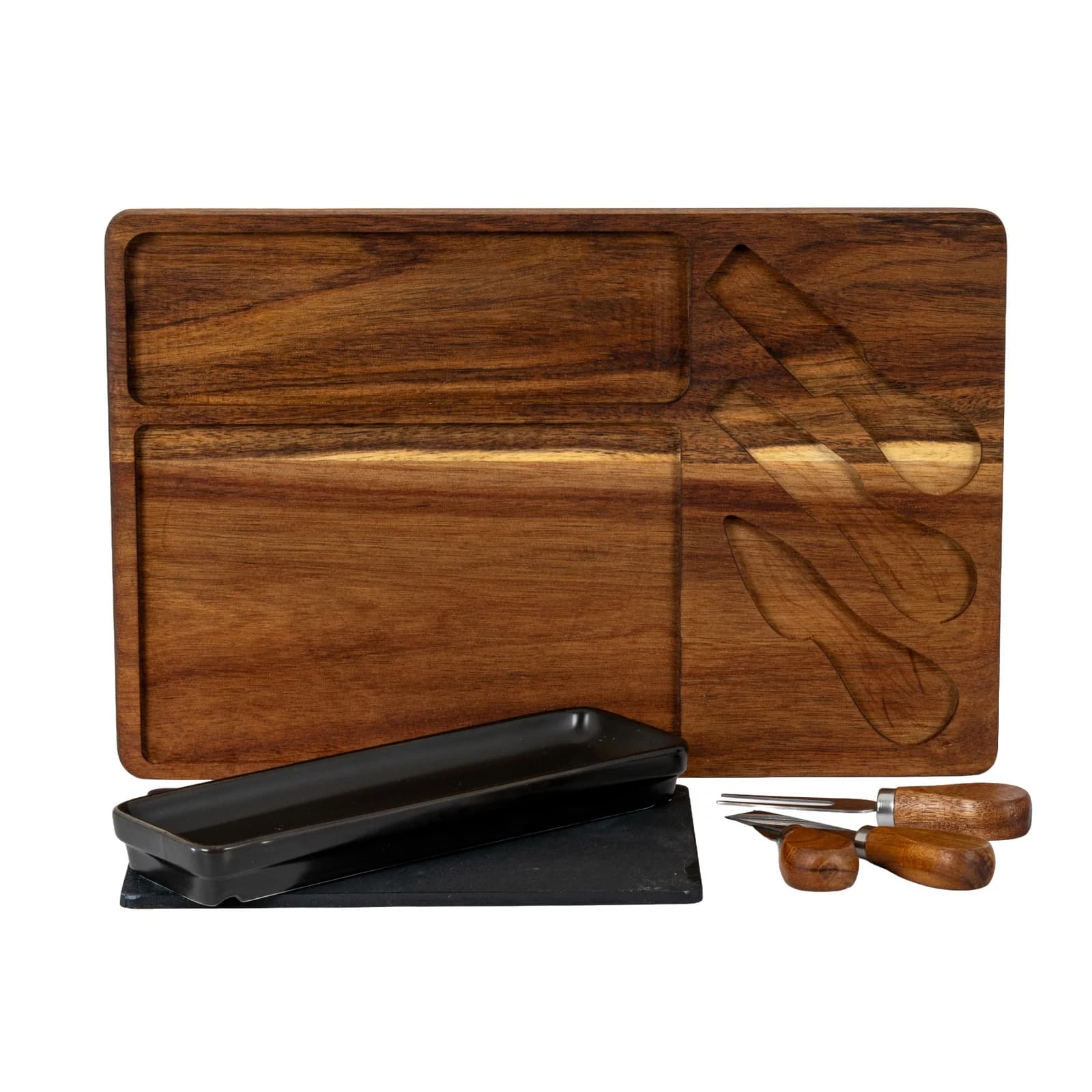 Acacia Cheese Board Set With Black Bowl, Slate and Cutlery - Trays & baskets, photo 4 of 5