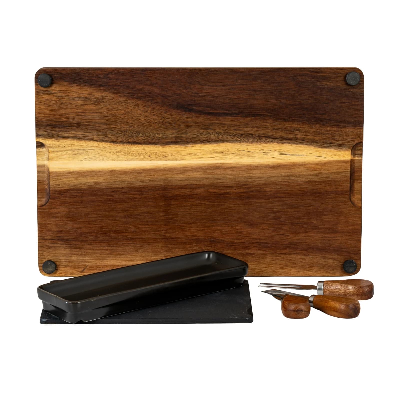 Acacia Cheese Board Set With Black Bowl, Slate and Cutlery - Trays & baskets, photo 5 of 5