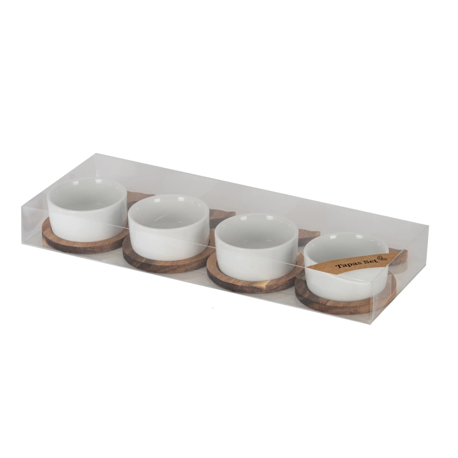 Set Of 4 Acacia Fishtail Serving Trays with Ceramic Bowls - Console tables, photo 3 of 6