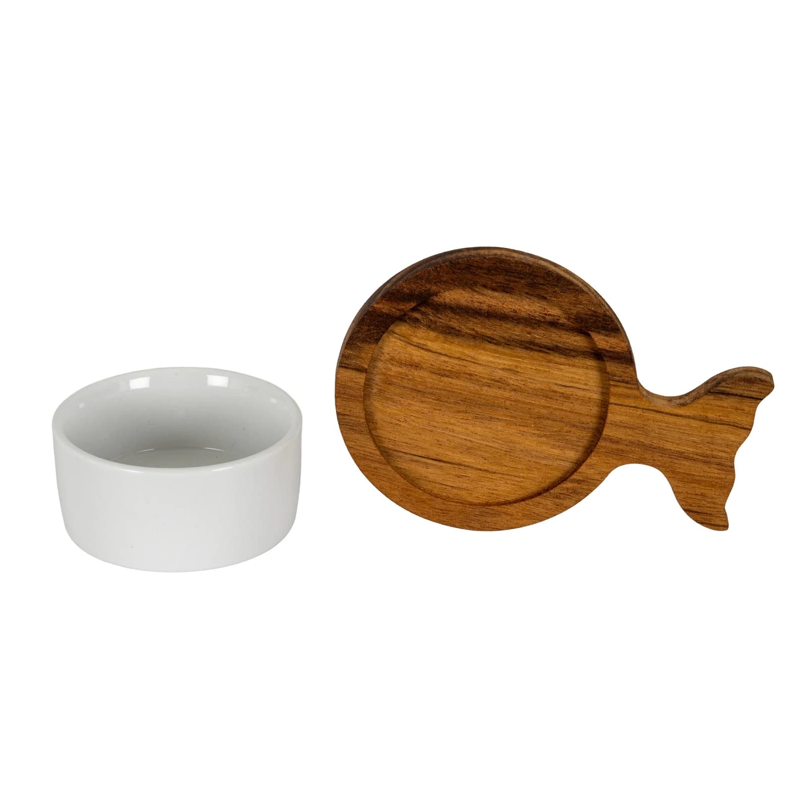 Set Of 4 Acacia Fishtail Serving Trays with Ceramic Bowls - Console tables, photo 5 of 6