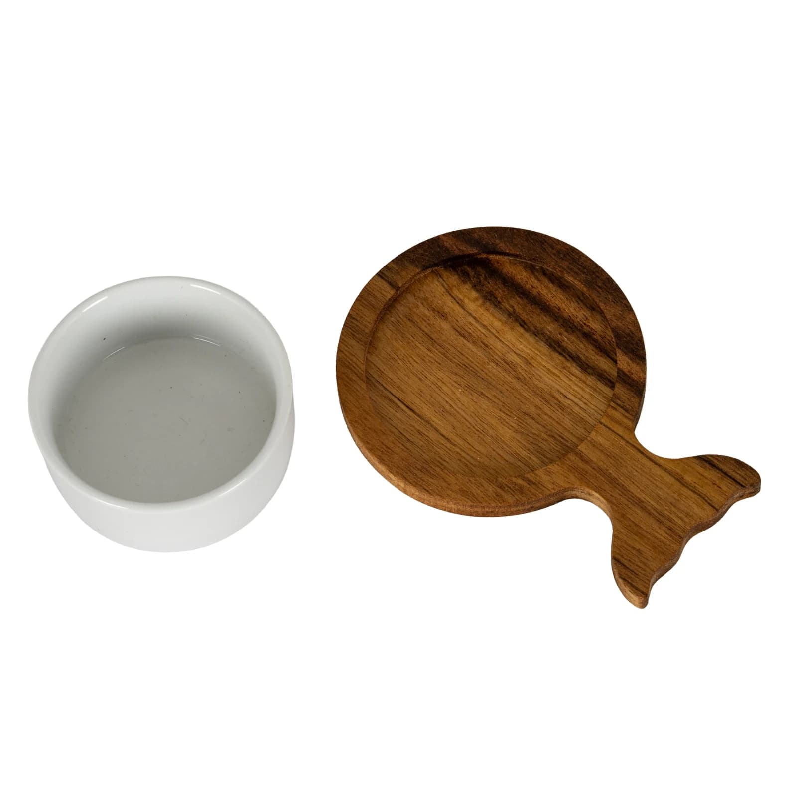 Set Of 4 Acacia Fishtail Serving Trays with Ceramic Bowls - Console tables, photo 6 of 6