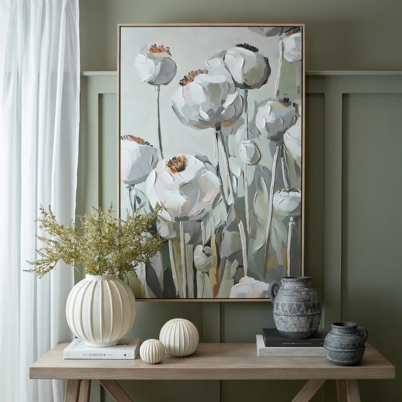 Poppy Heads Hand Painted Canvas in Frame - Wall art & frames, photo 2 of 6