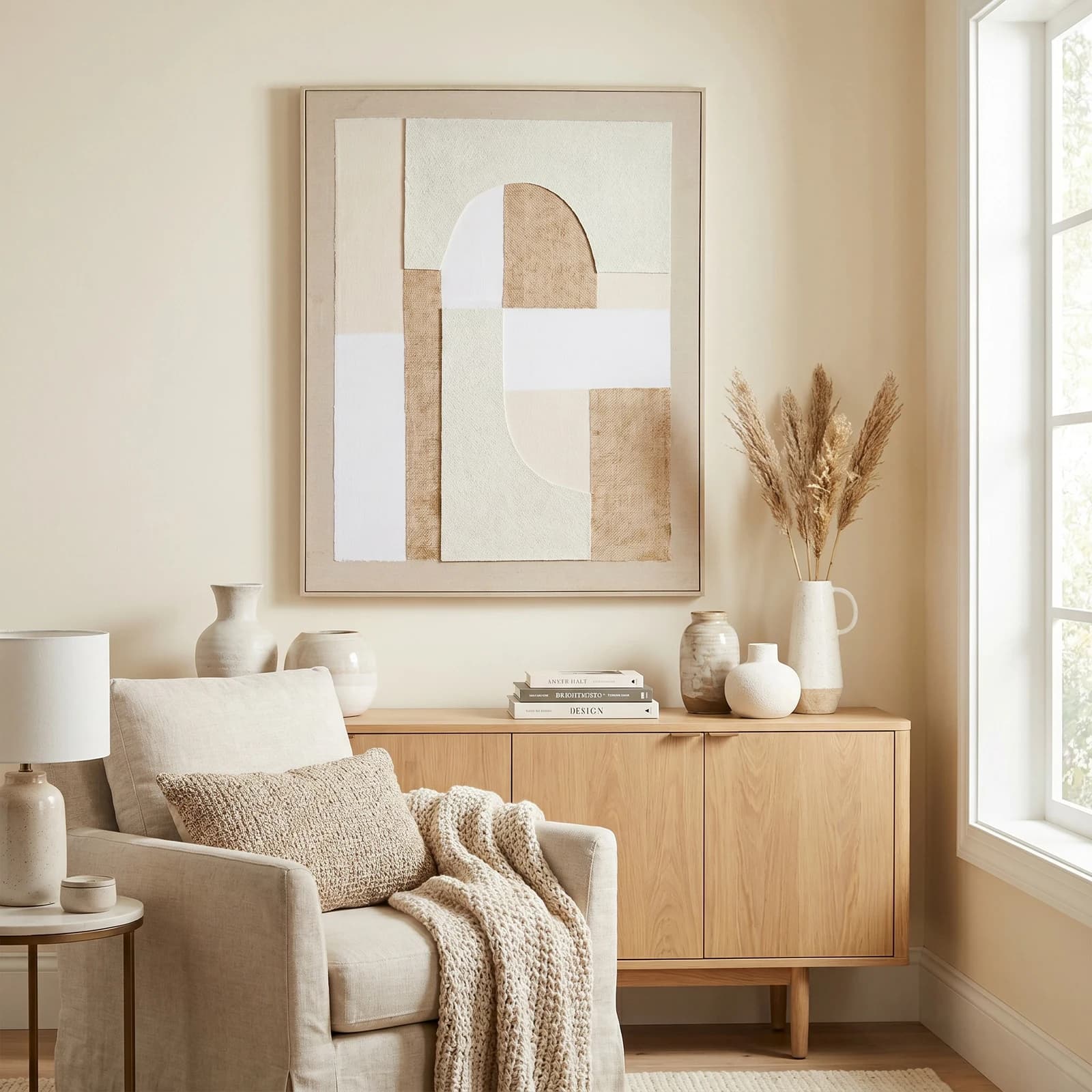 Portina Linen Textured Canvas in Frame - Wall art & frames, photo 2 of 6