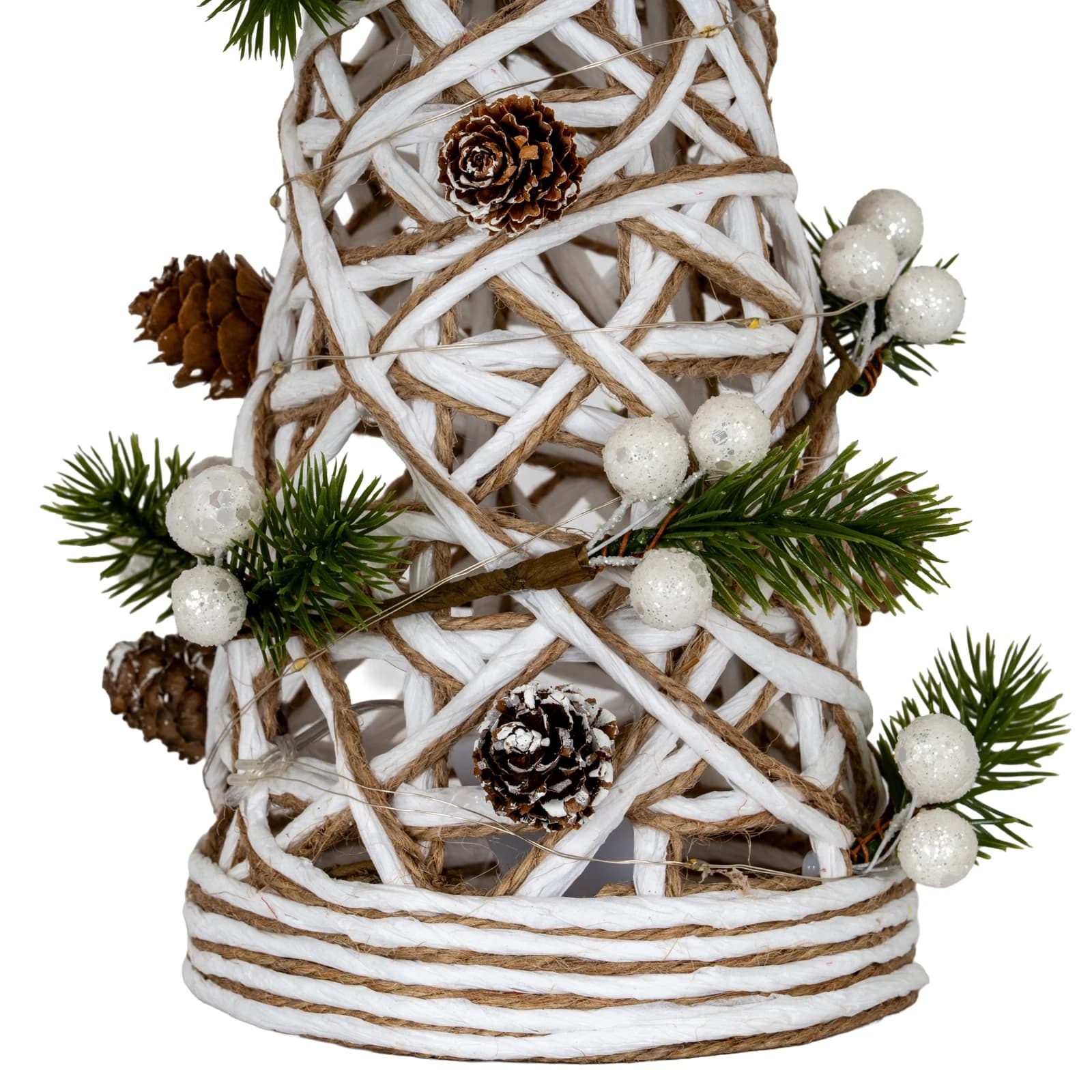 Large LED White Rattan Cone Tree With Winter Branches - Sculptures & ornaments, photo 2 of 4
