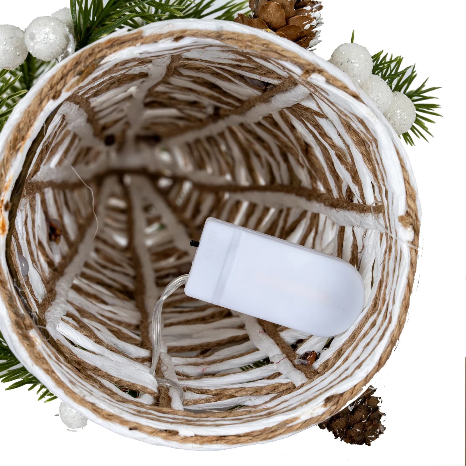 Large LED White Rattan Cone Tree With Winter Branches - Sculptures & ornaments, photo 3 of 4