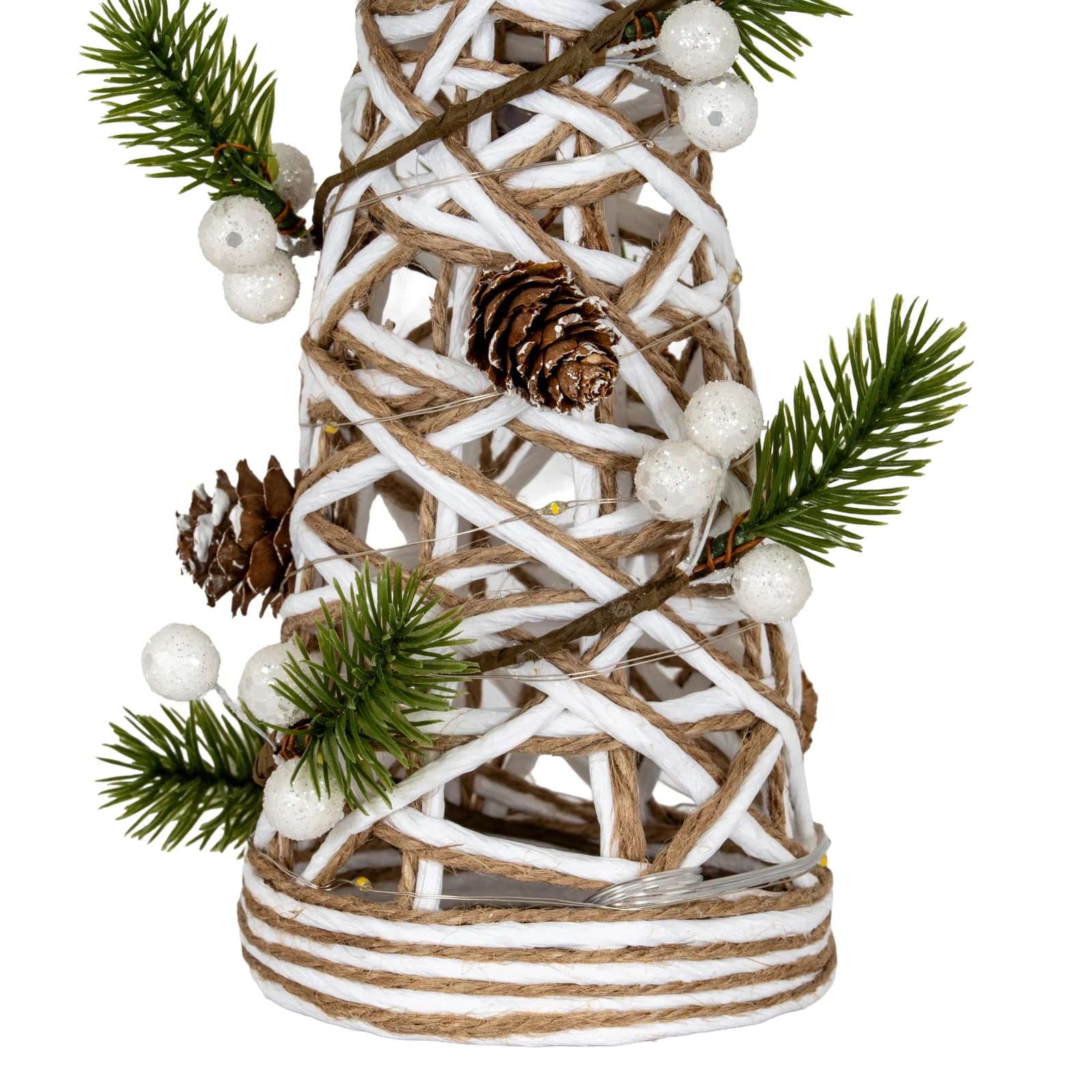 Small LED White Rattan Cone Tree With Winter Branches - Table lamps, photo 2 of 4