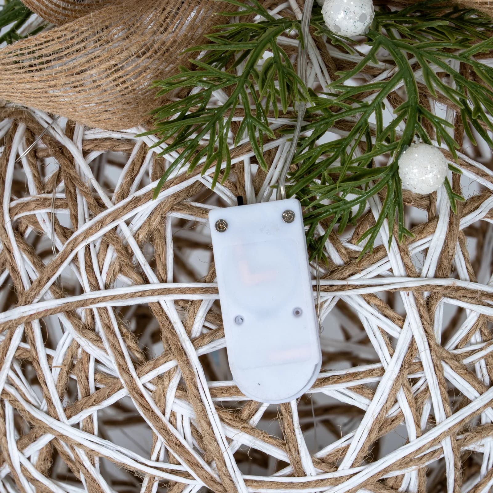 Large LED White Rattan Bauble With Branches And Ribbon - Sculptures & ornaments, photo 3 of 4