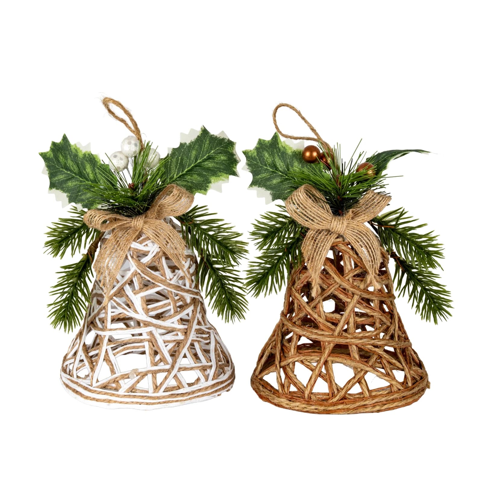 Natural Rattan Bell Decoration With Branches And Ribbon - Artificial plants & flowers, photo 3 of 3