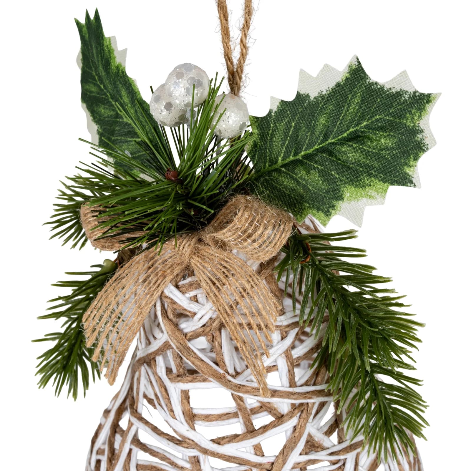 White Rattan Bell Decoration With Branches And Ribbon - Sculptures & ornaments, photo 2 of 3