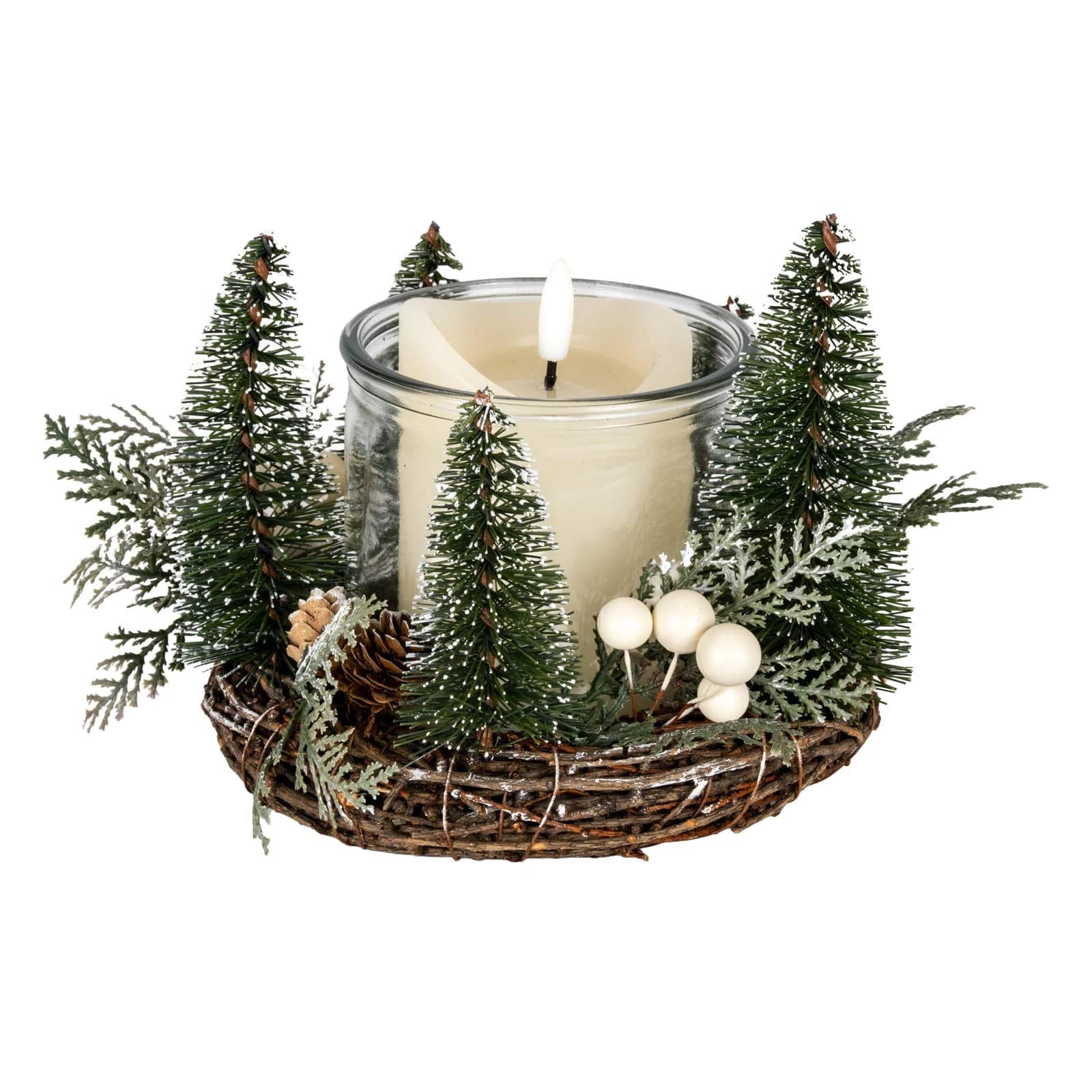 Medium Brush Tree Candle Wreath With Berries And Pinecones - Candles, photo 2 of 3