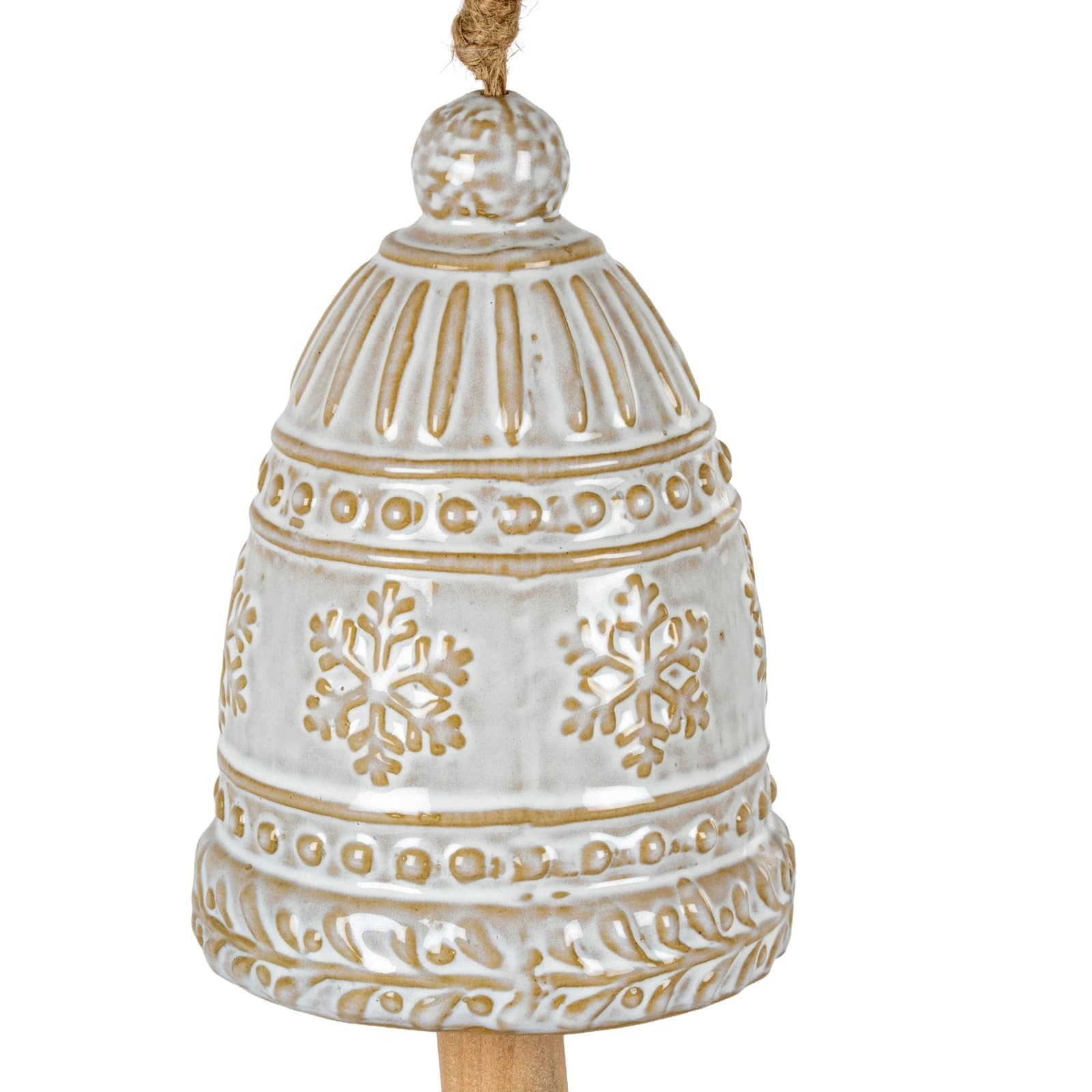 Large Ceramic Bell Tree Ornament With Snowflake Detail - Sculptures & ornaments, photo 2 of 4