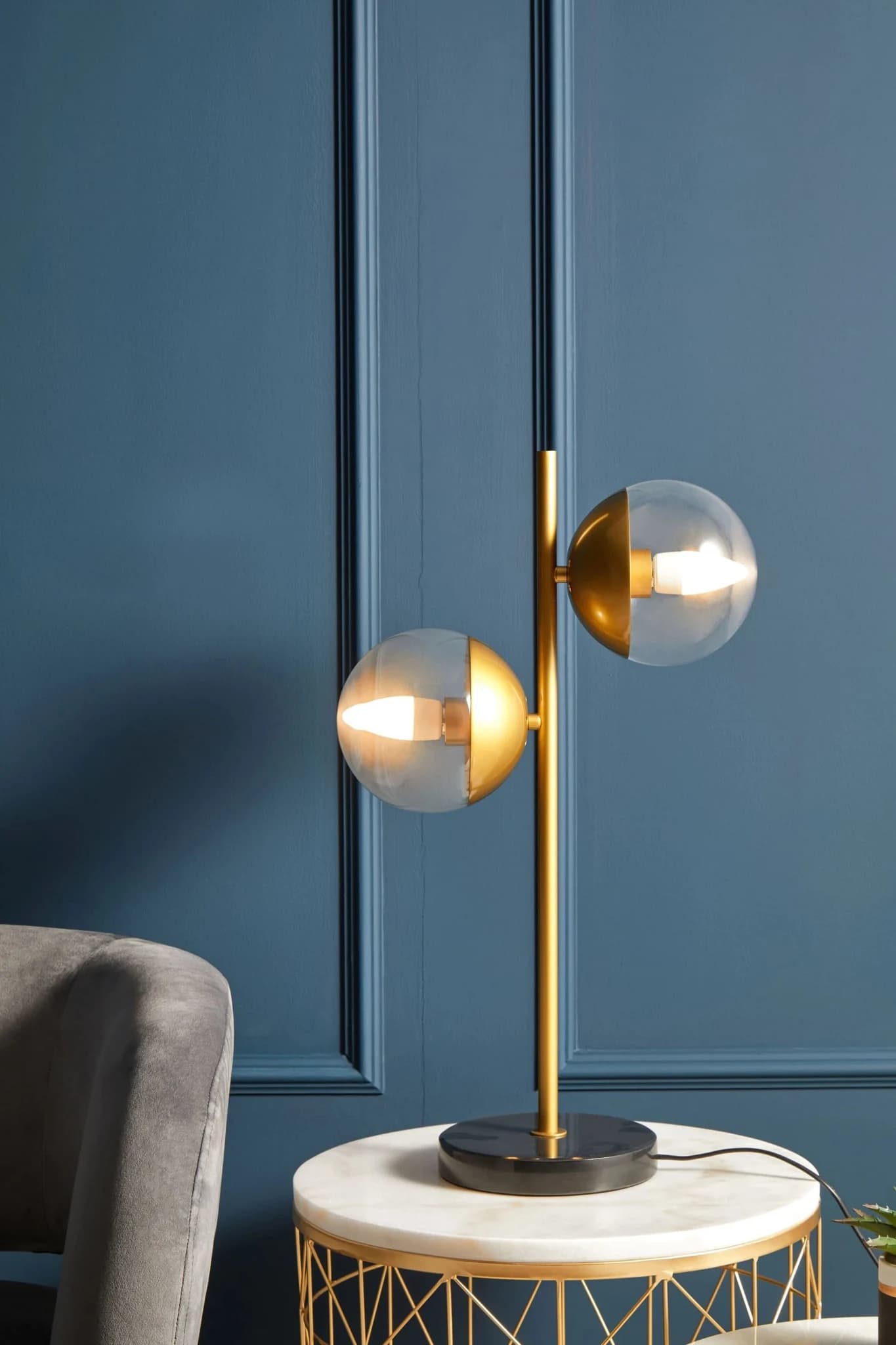 Revive Two Light Gold and Black Marble Table Lamp - Table lamps, photo 4 of 8