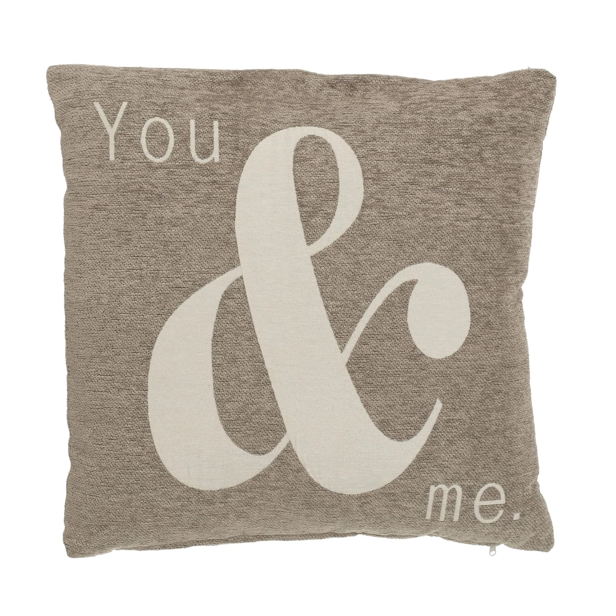 Words 'You & Me' Natural Cushion - Decorative, photo 2 of 2