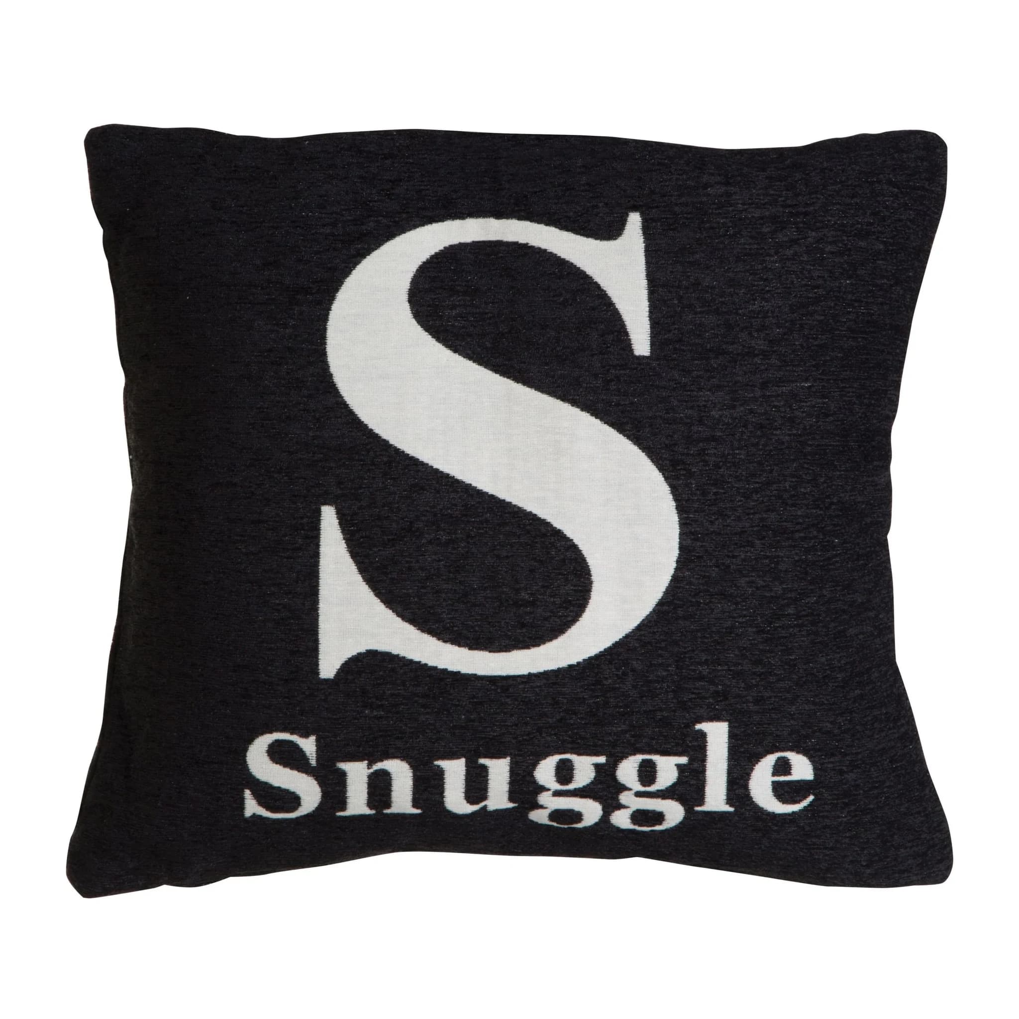 Words 'Snuggle' Black Cushion - Decorative, photo 2 of 2