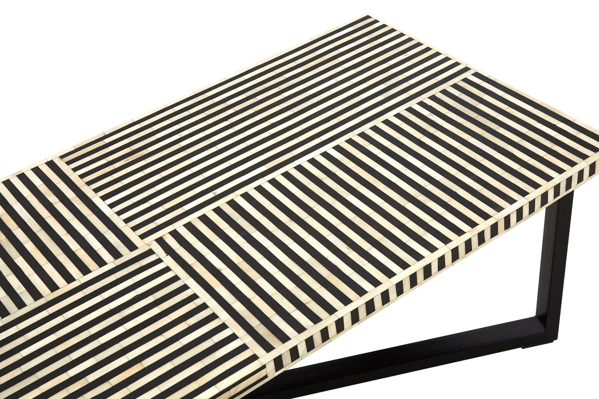 Boho Black and White Bone Inlay Coffee Table - Tables, photo 5 of 7