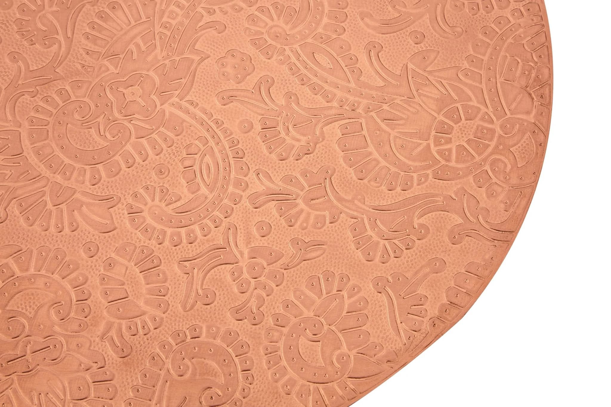 Boho Copper Finish Carved Metal Top Side Table - Tables, photo 4 of 6