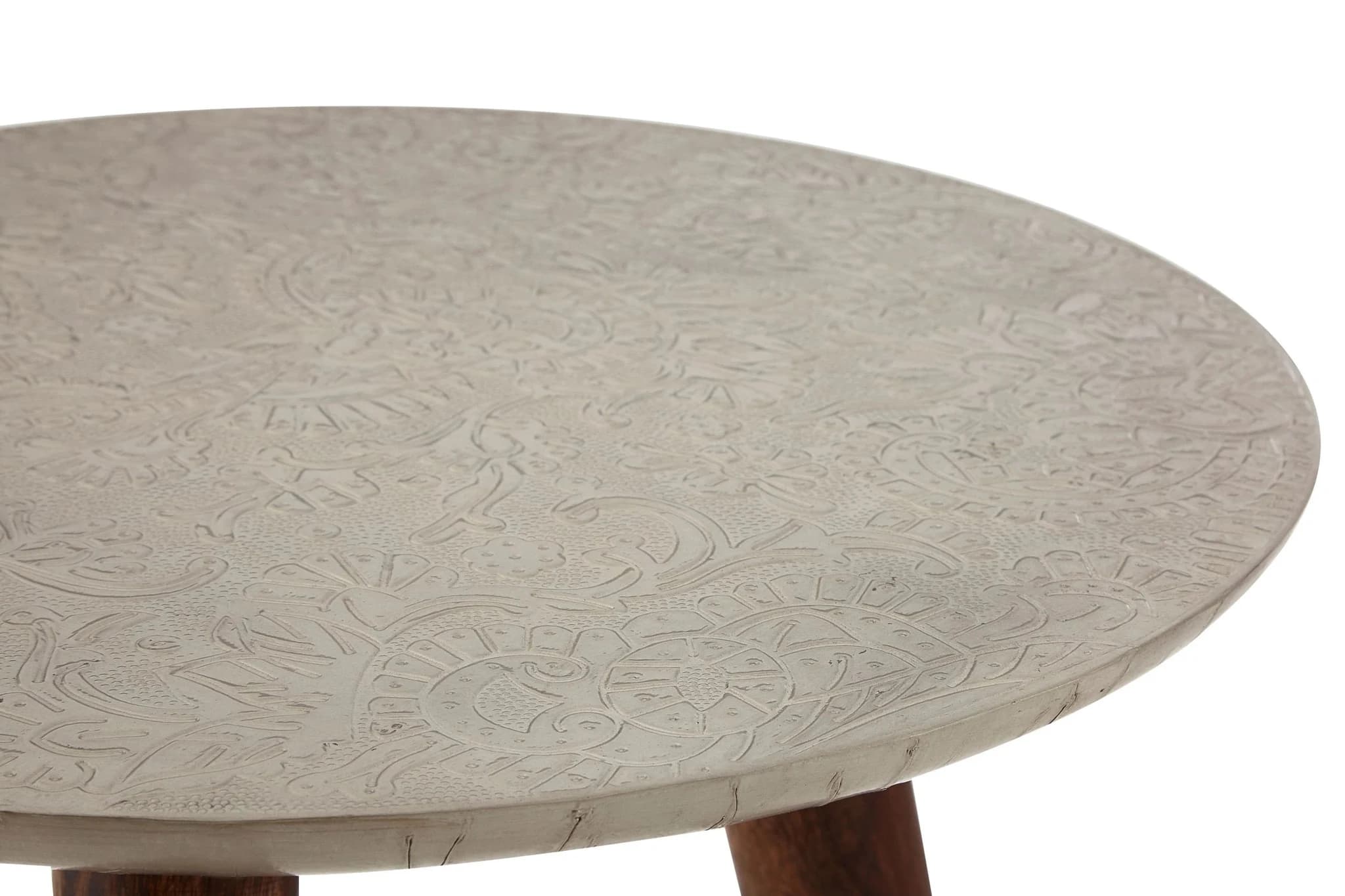 Boho White Finish Carved Metal Top Side Table - Tables, photo 6 of 6