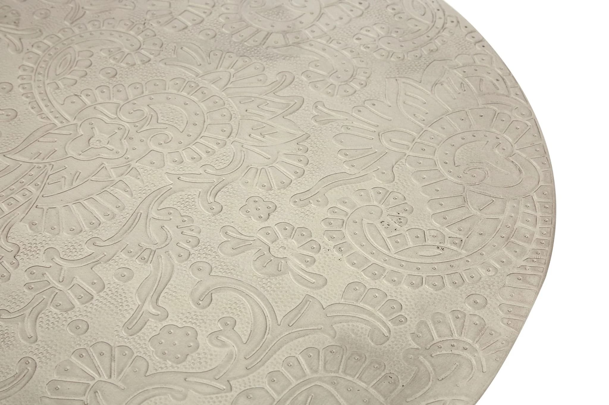 Boho White Finish Carved Metal Top Side Table - Tables, photo 5 of 6