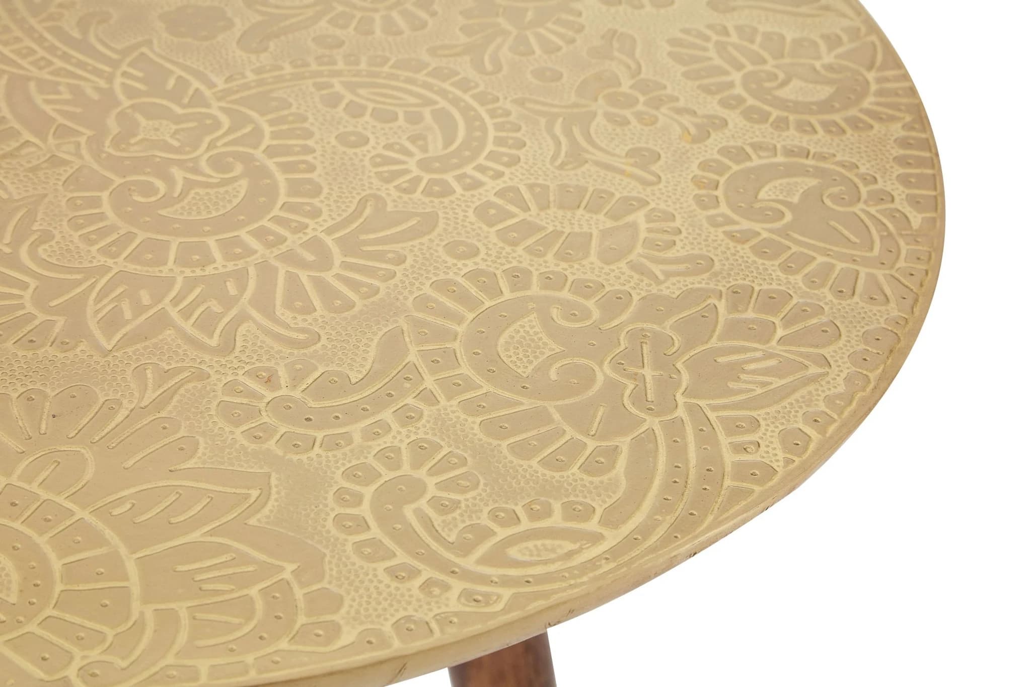 Boho Gold Finish Carved Metal Top Side Table - Tables, photo 5 of 6