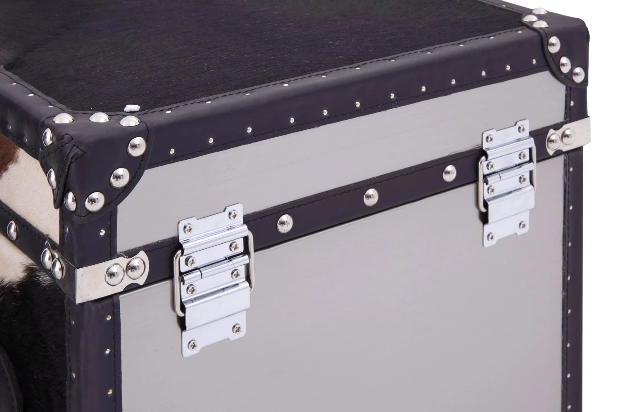 Kensington Townhouse Black And White Hair on Leather Set of 2 Storage Trunks - Bookcases & shelving, photo 8 of 8