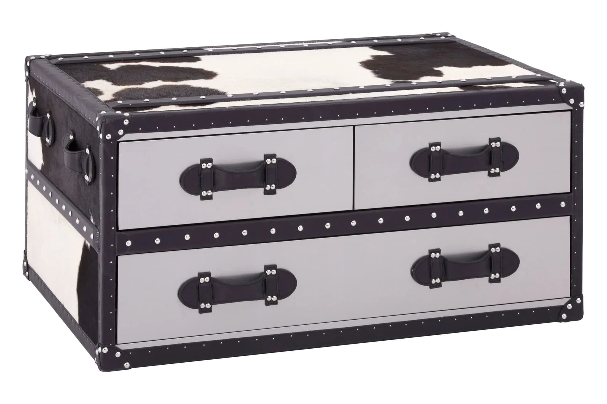Kensington Townhouse Black And White Hair on Leather Coffee Table - Tables, photo 6 of 8