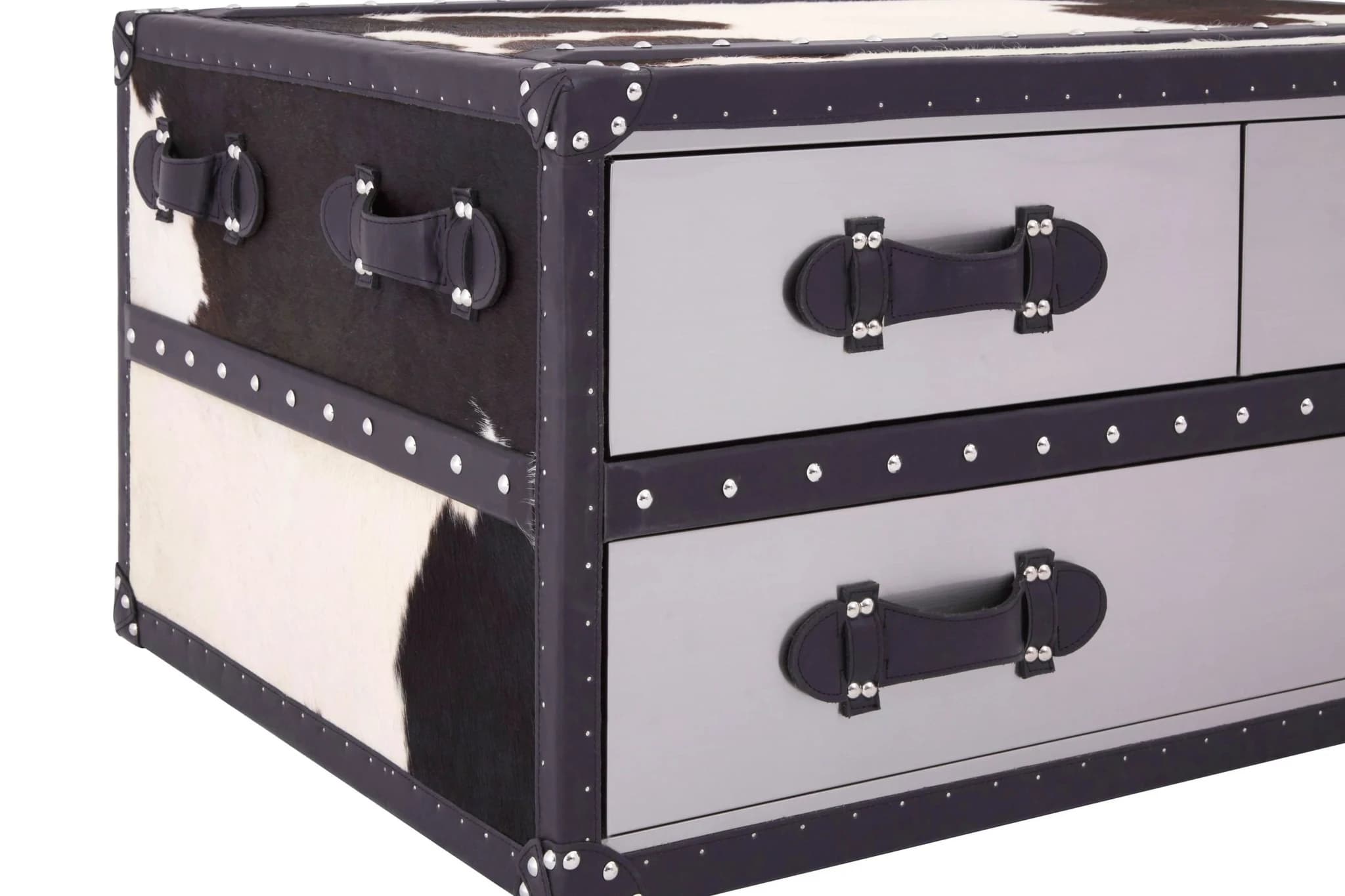 Kensington Townhouse Black And White Hair on Leather Coffee Table - Tables, photo 8 of 8